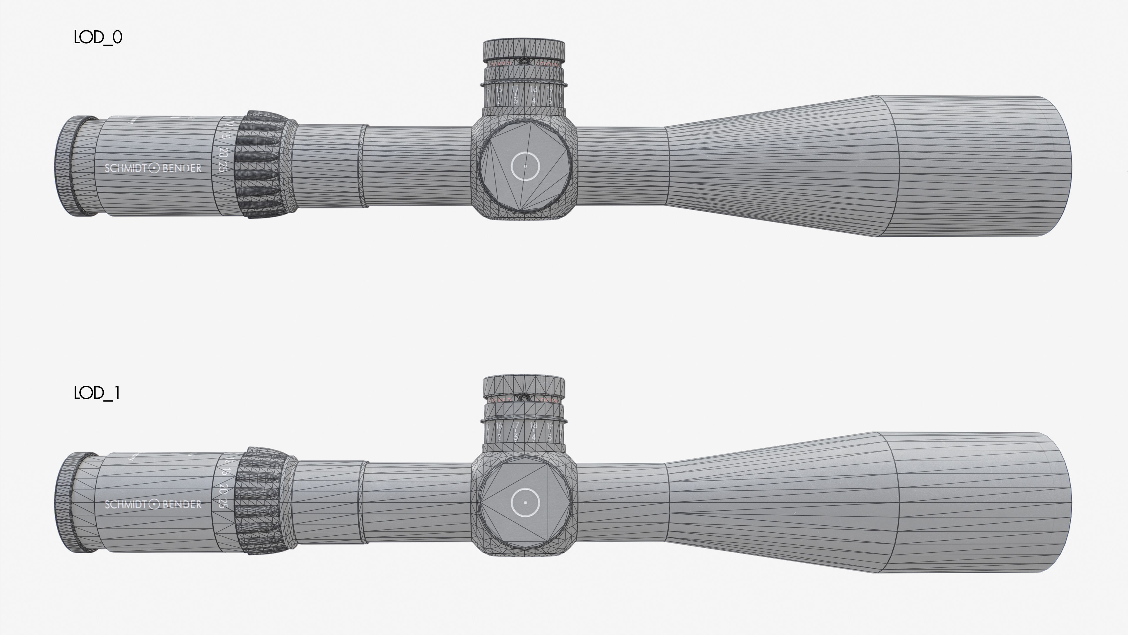Schmidt and Bender 5-25x56 PM II Precision Rifle Scope Low-poly 3D model_35