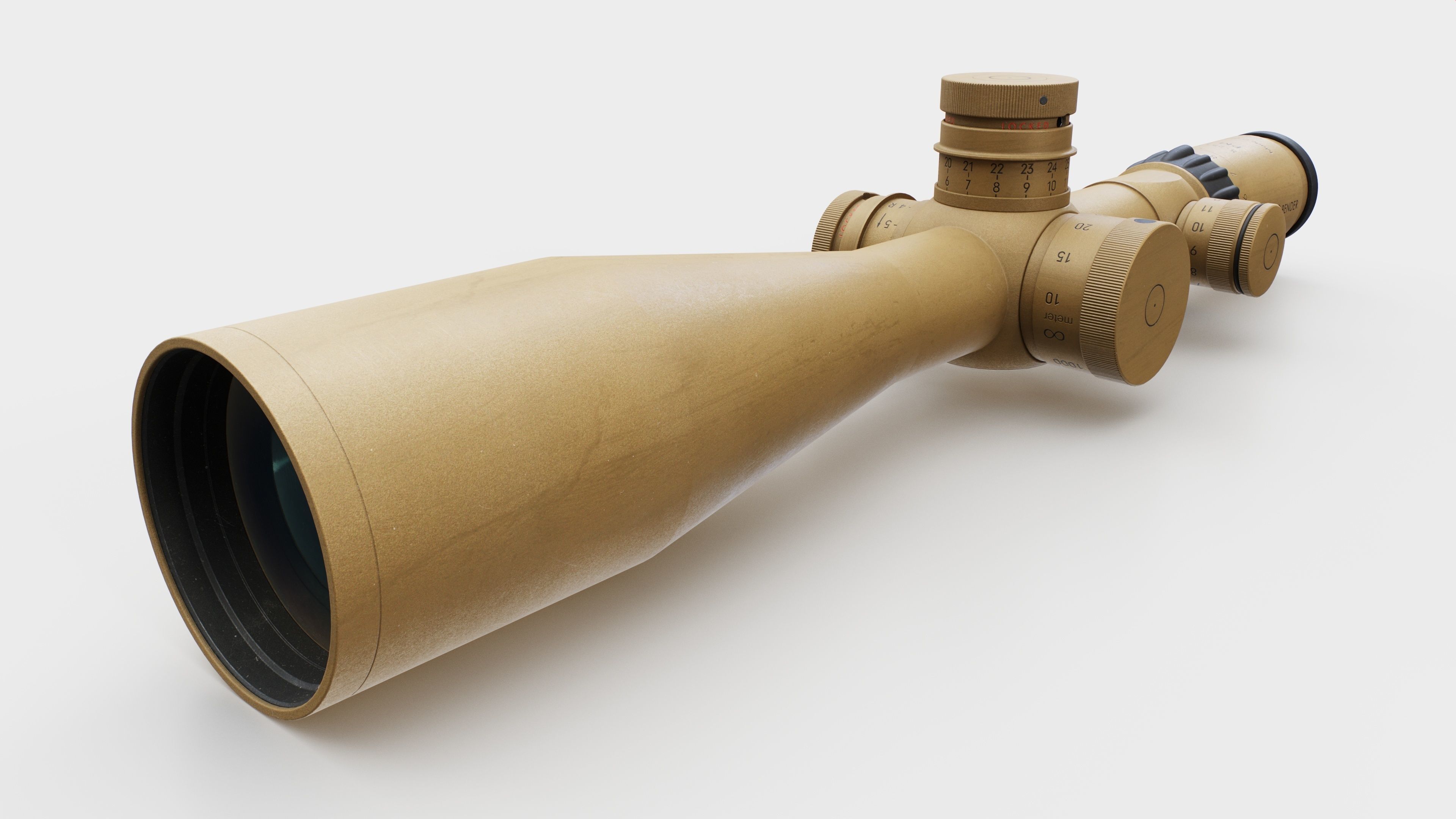Schmidt and Bender 5-25x56 PM II Precision Rifle Scope Low-poly 3D model_3
