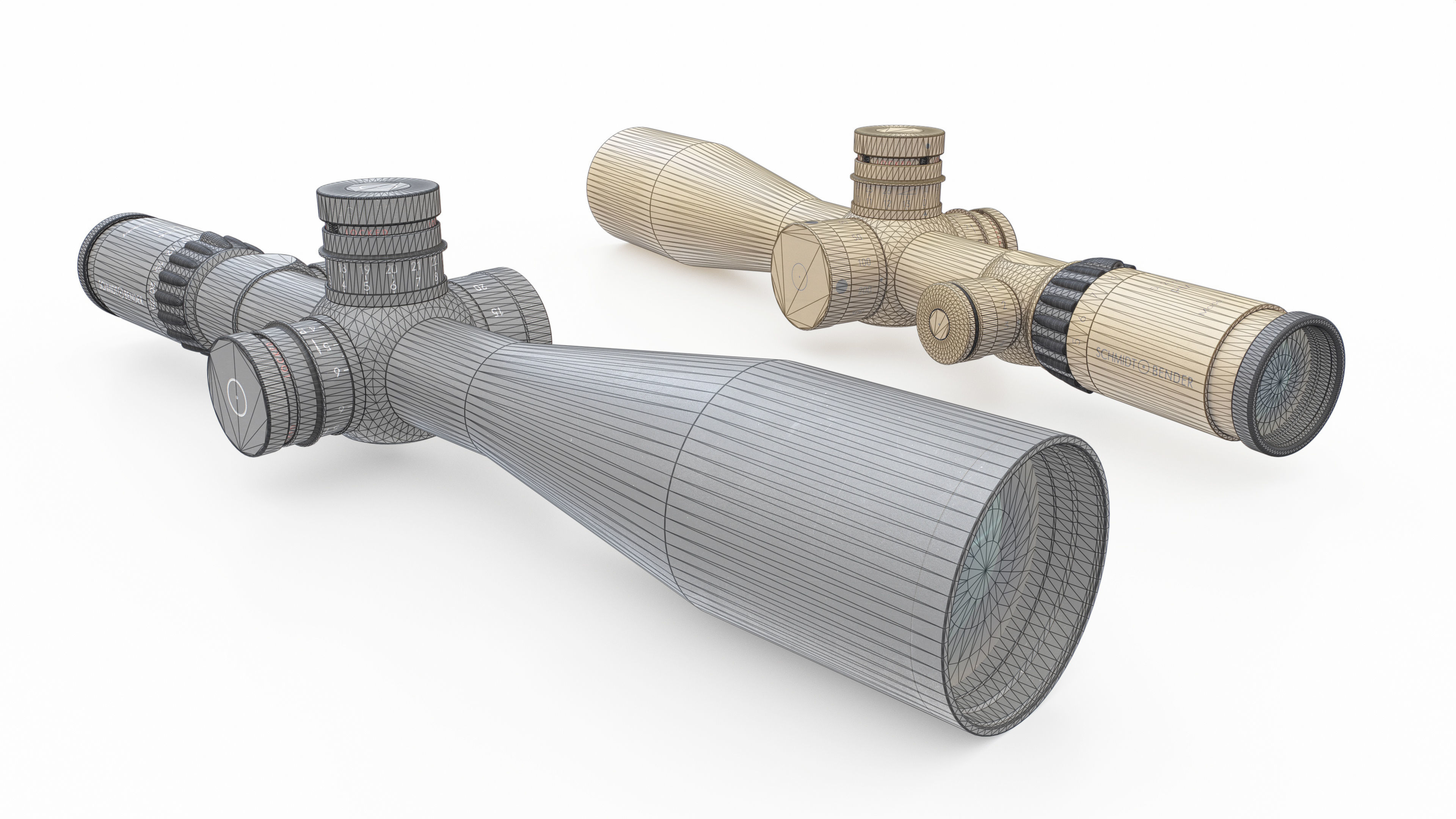 Schmidt and Bender 5-25x56 PM II Precision Rifle Scope Low-poly 3D model_1