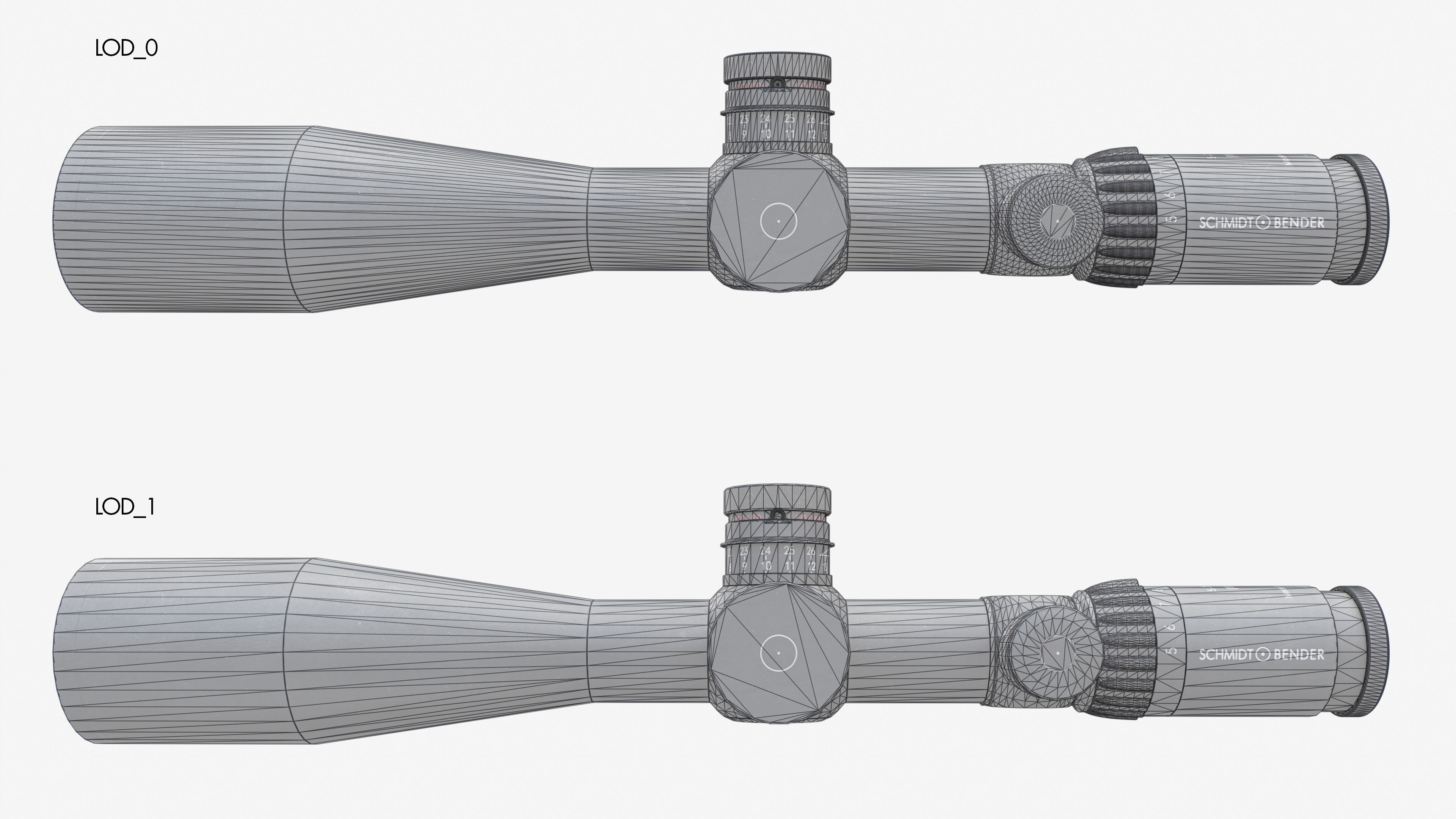 Schmidt and Bender 5-25x56 PM II Precision Rifle Scope Low-poly 3D model_34