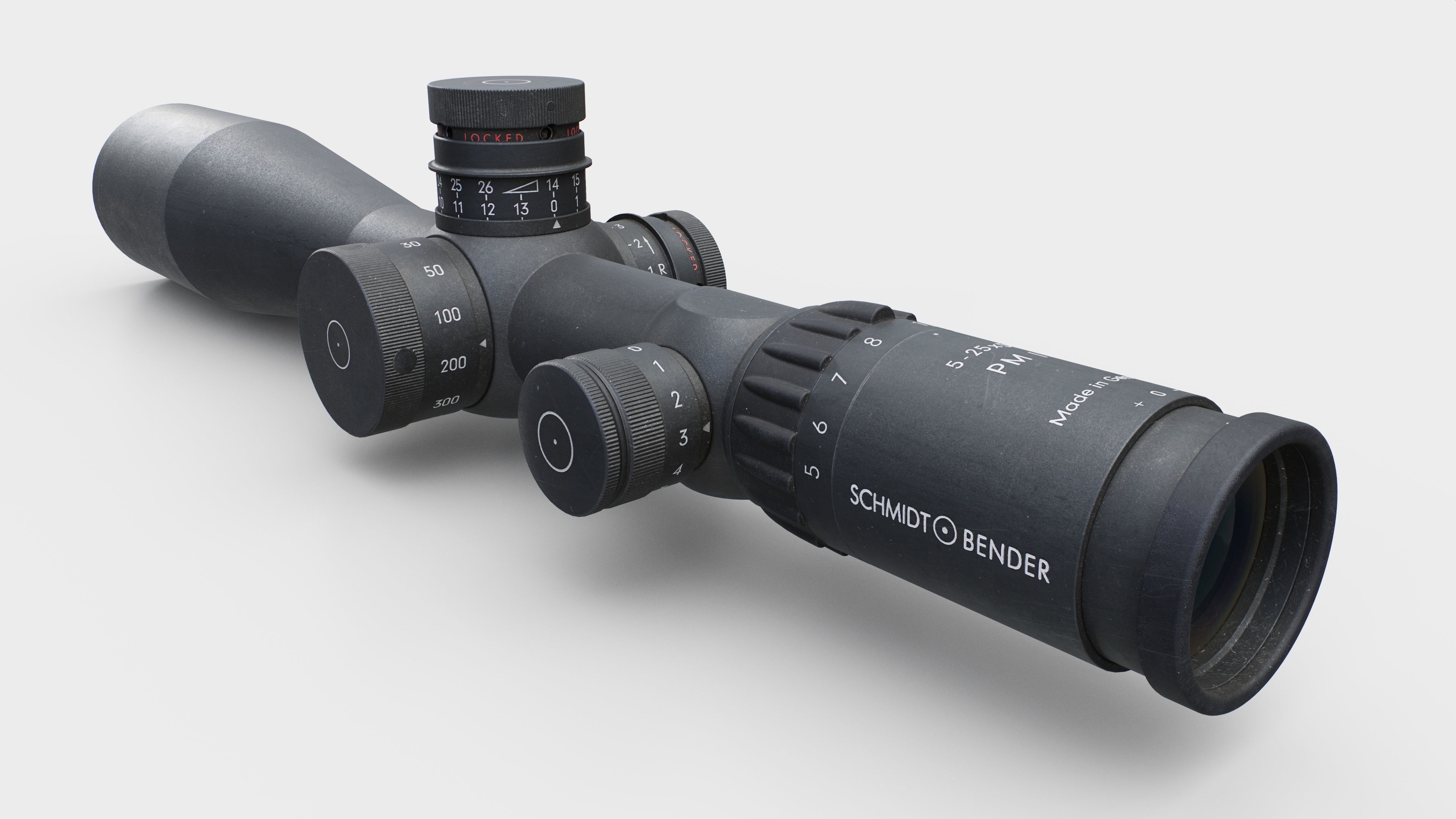Schmidt and Bender 5-25x56 PM II Precision Rifle Scope Low-poly 3D model_6