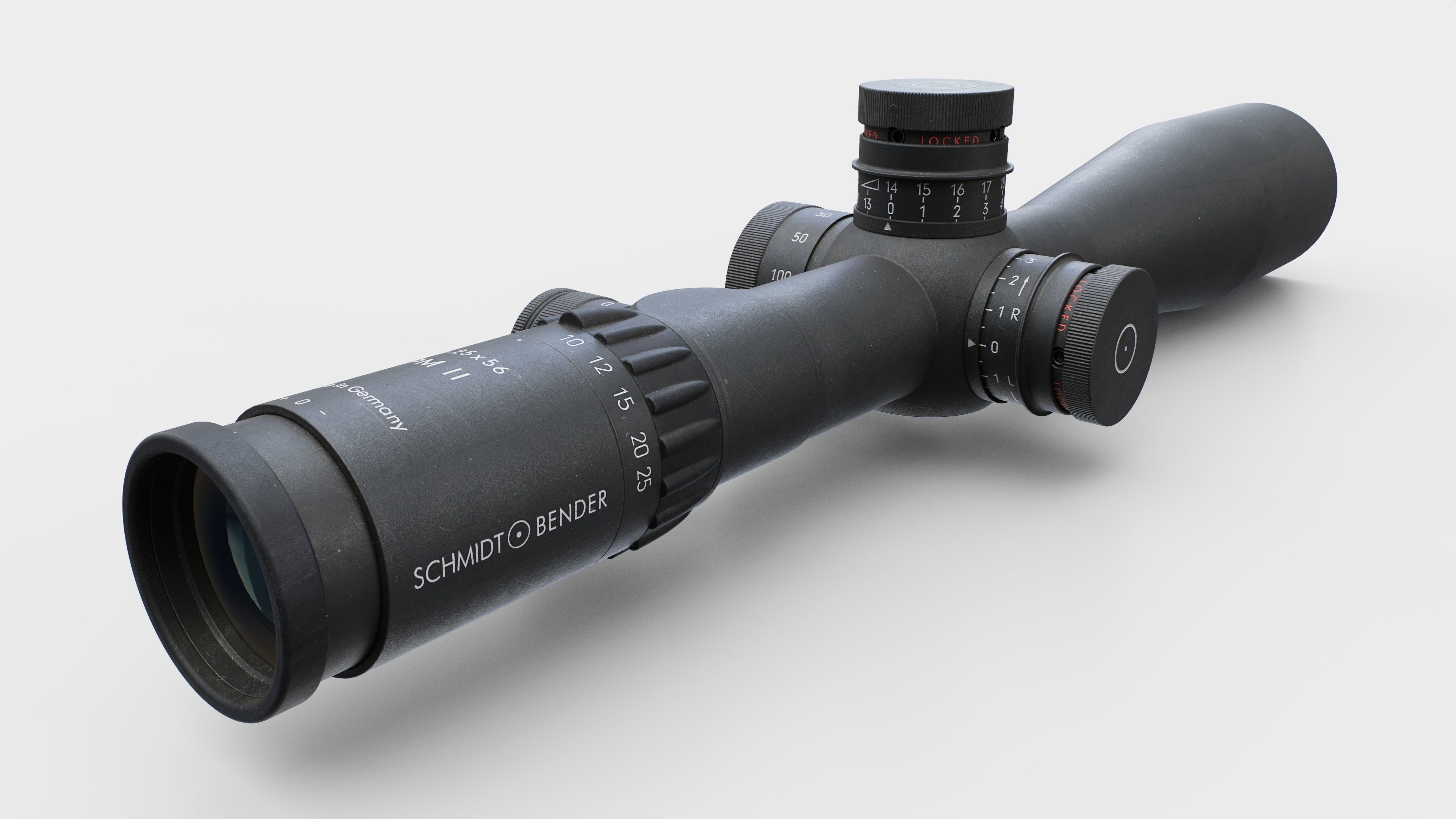 Schmidt and Bender 5-25x56 PM II Precision Rifle Scope Low-poly 3D model_10