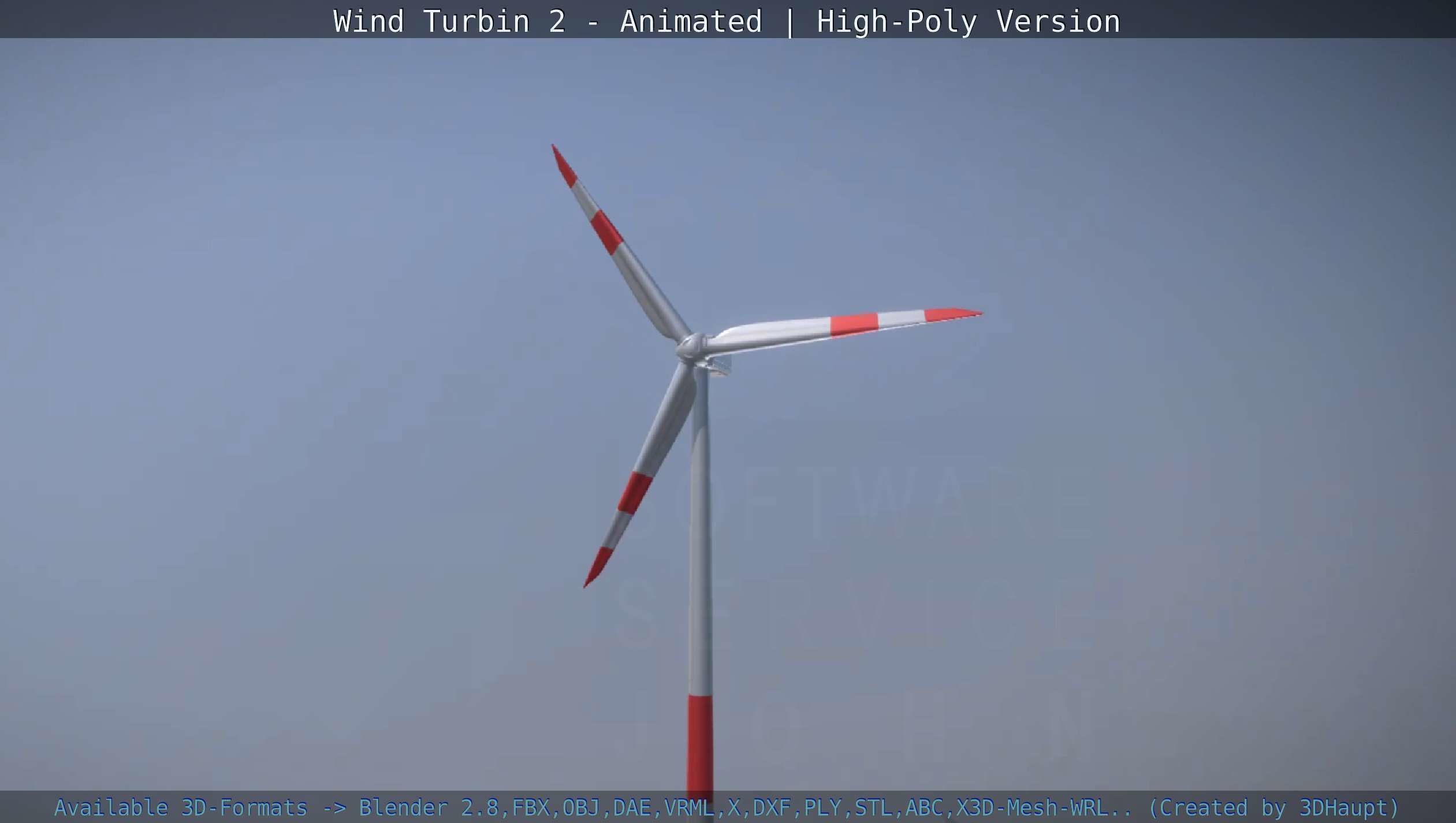 Animated Wind Turbin 2 - High-Poly Version 3D model_148