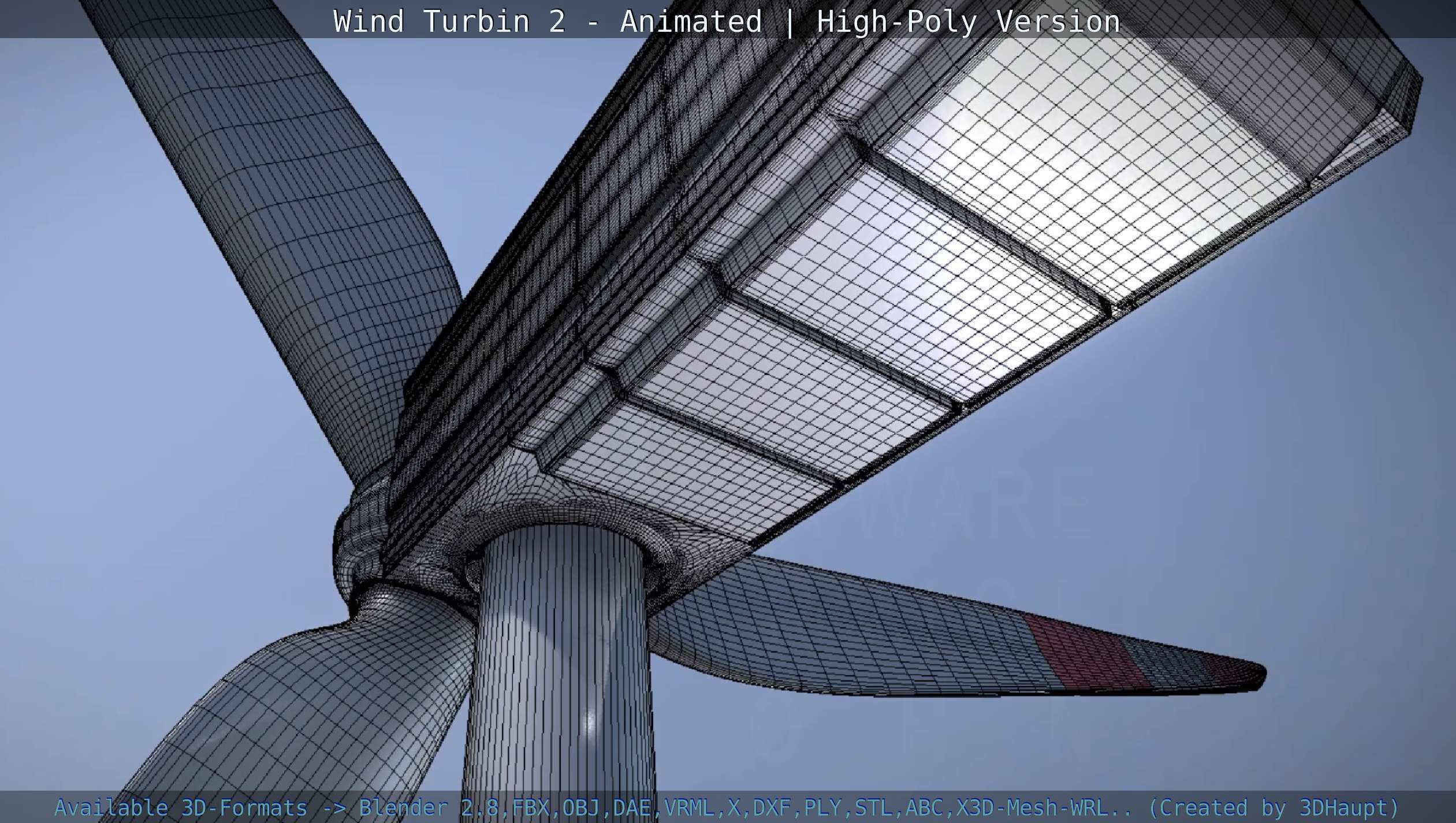 Animated Wind Turbin 2 - High-Poly Version 3D model_110