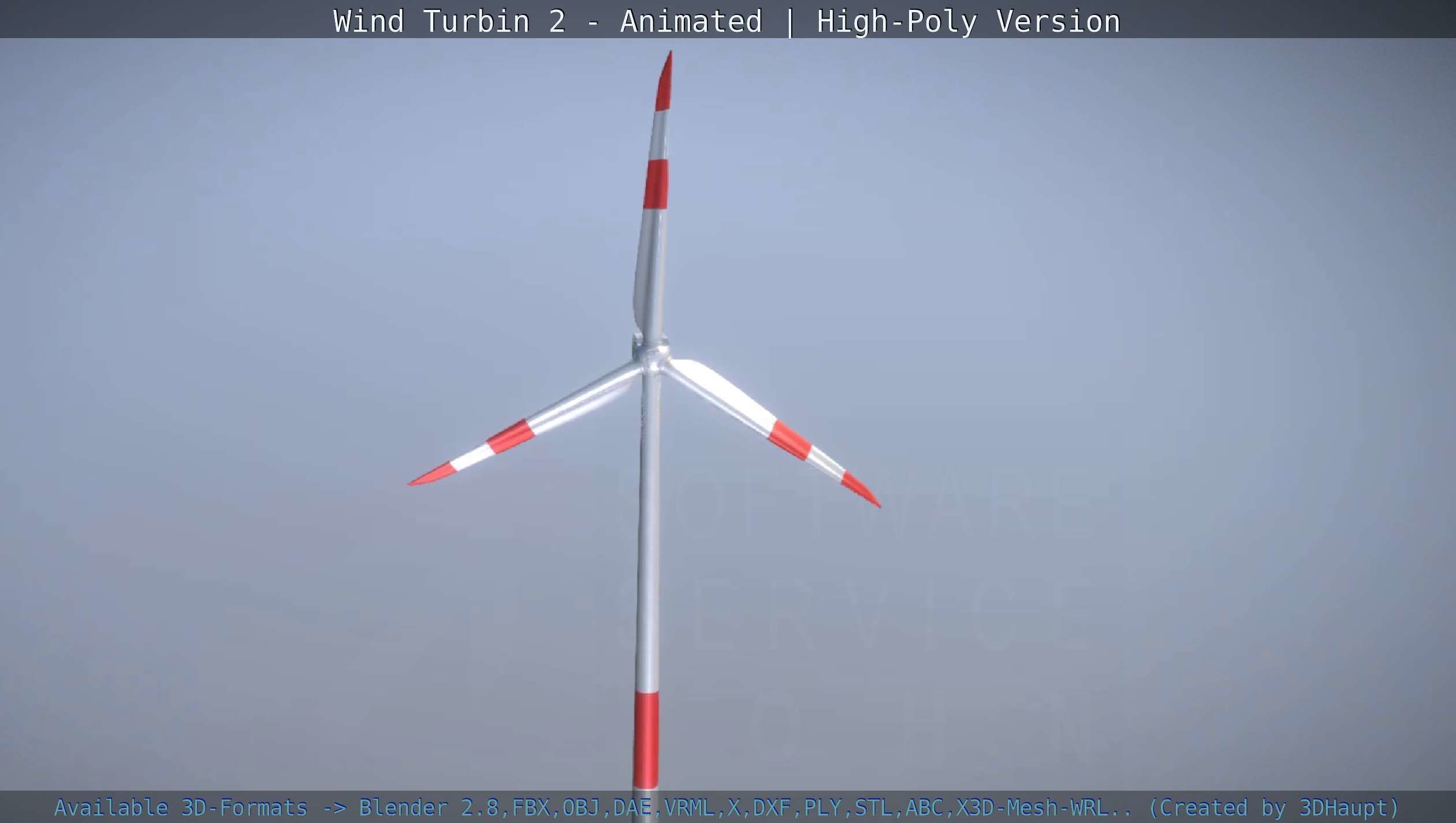 Animated Wind Turbin 2 - High-Poly Version 3D model_145