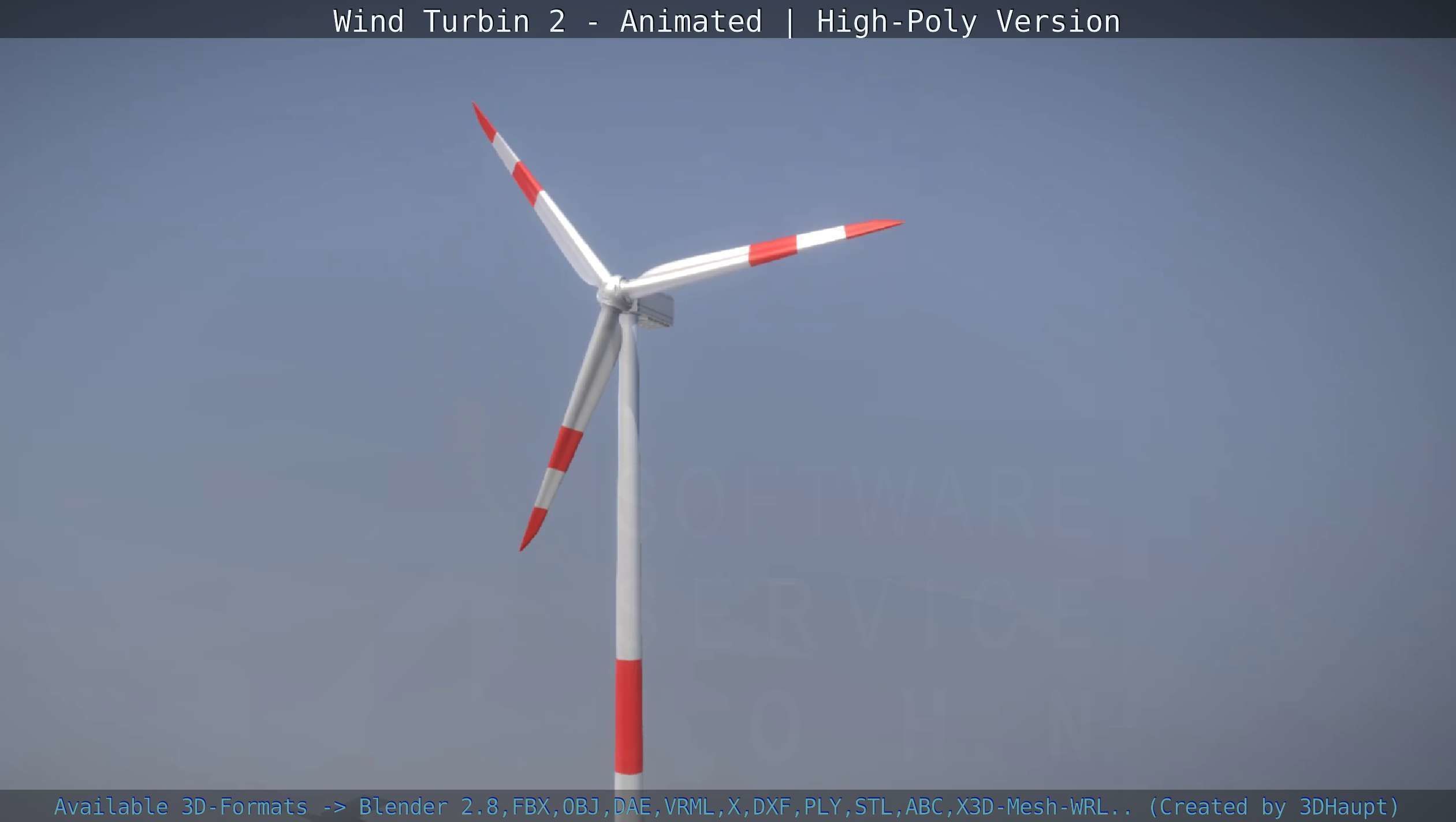Animated Wind Turbin 2 - High-Poly Version 3D model_25