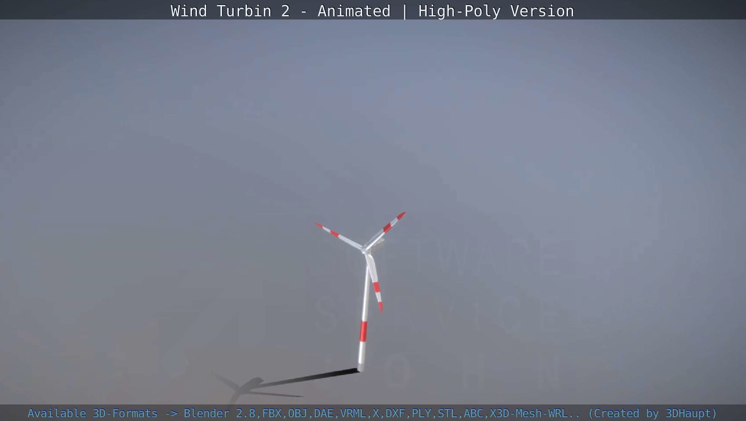 Animated Wind Turbin 2 - High-Poly Version 3D model_63