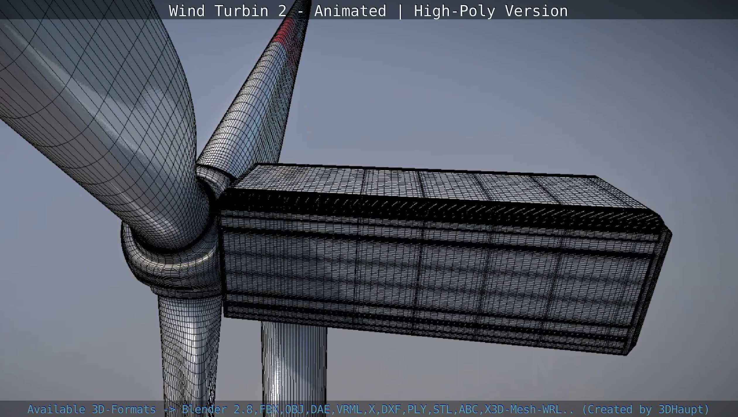Animated Wind Turbin 2 - High-Poly Version 3D model_65