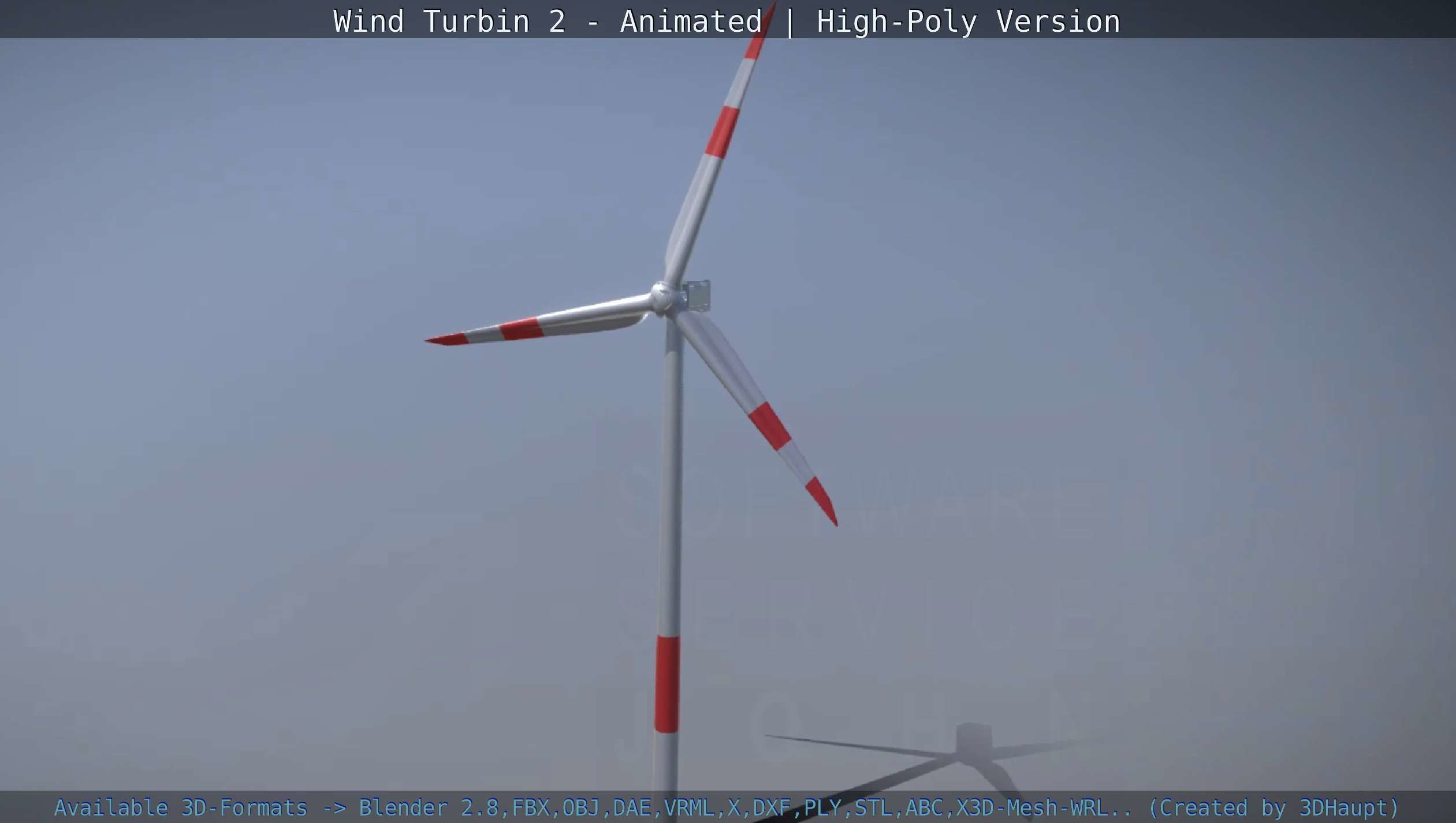 Animated Wind Turbin 2 - High-Poly Version 3D model_149