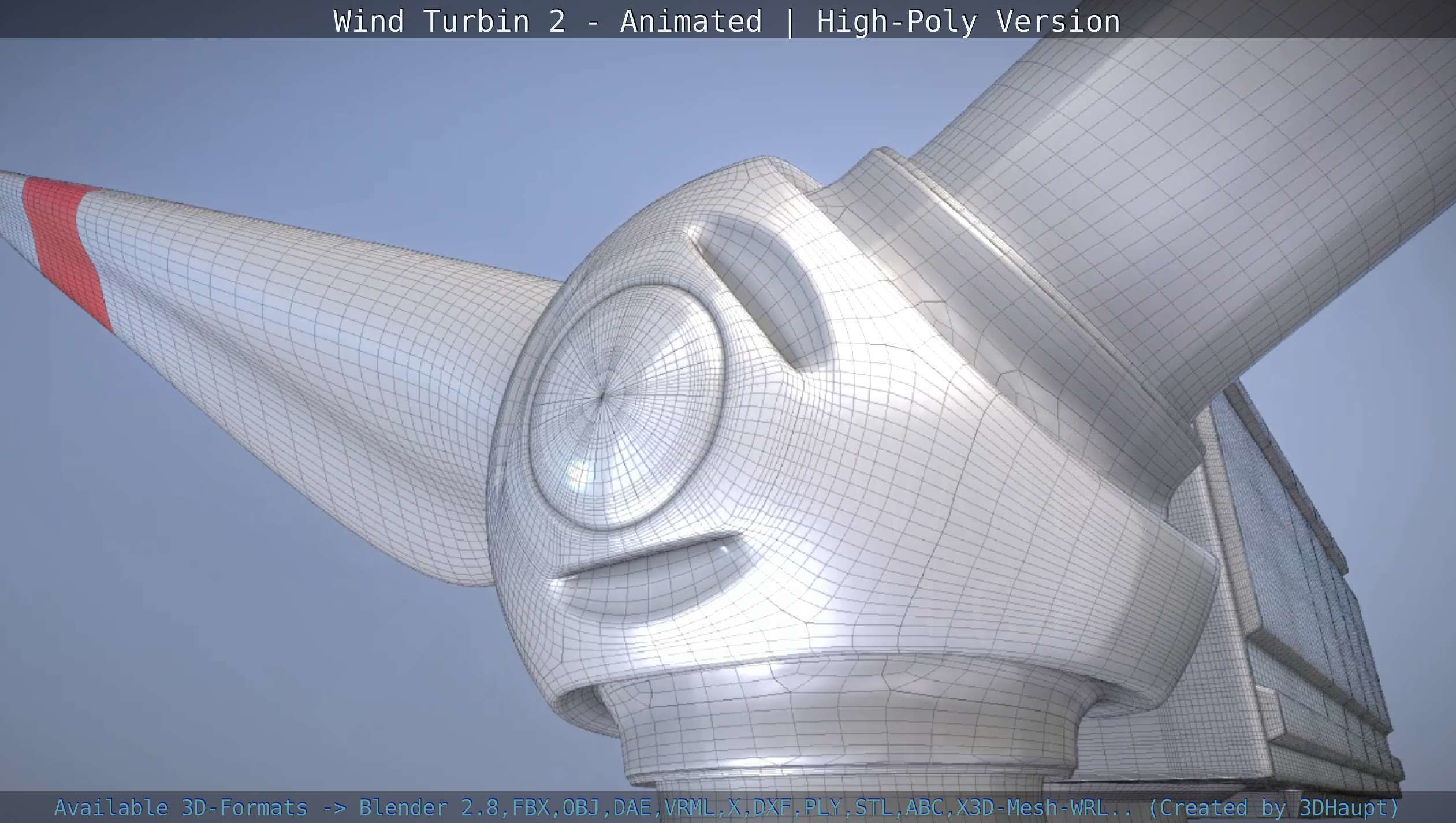 Animated Wind Turbin 2 - High-Poly Version 3D model_12