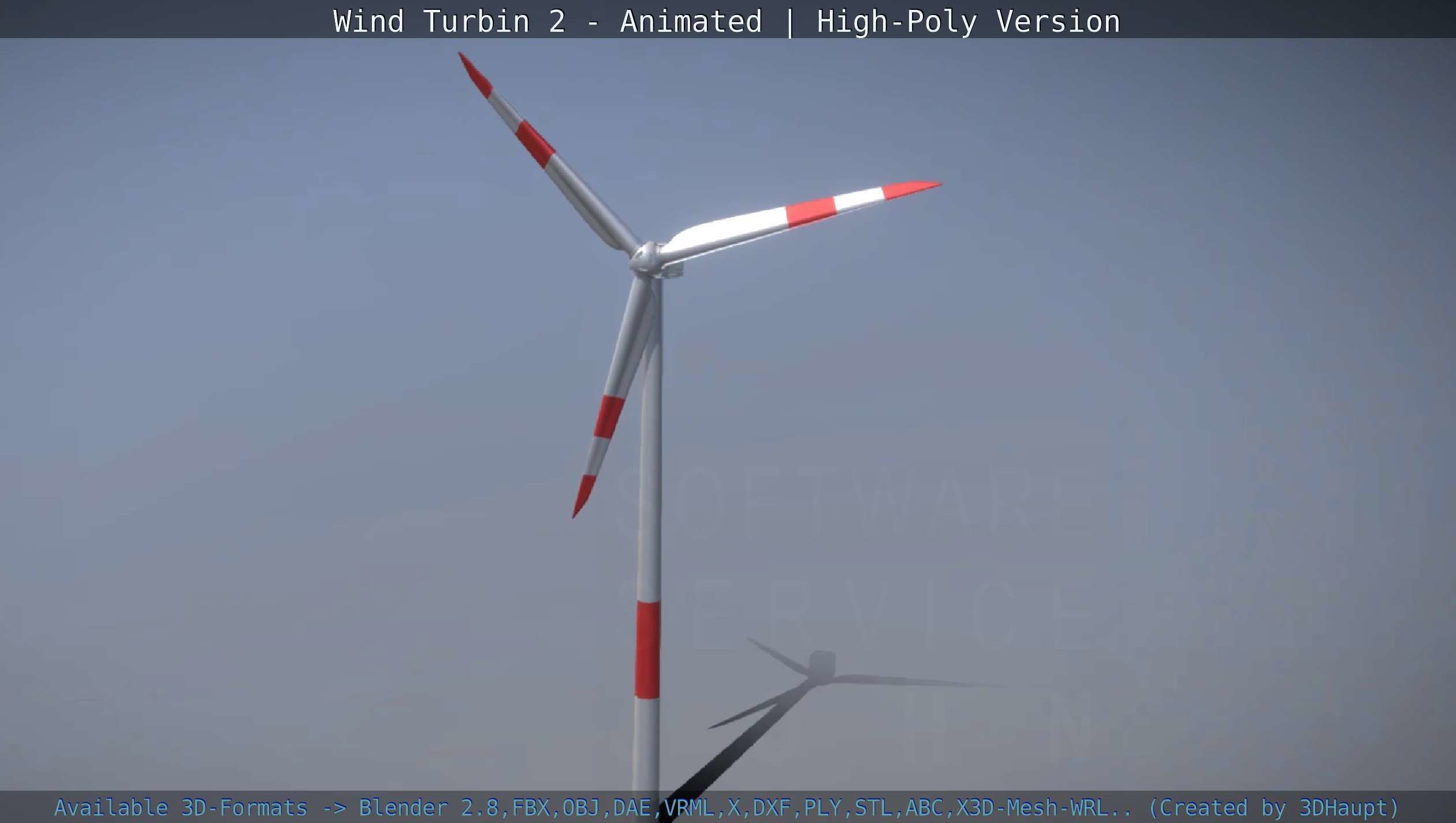 Animated Wind Turbin 2 - High-Poly Version 3D model_147