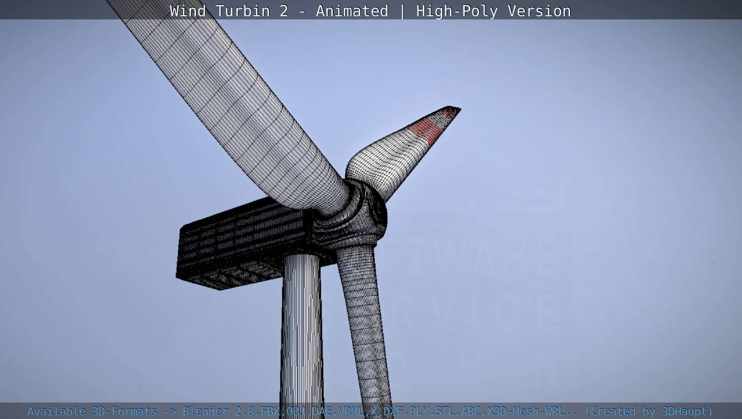 Animated Wind Turbin 2 - High-Poly Version 3D model_113