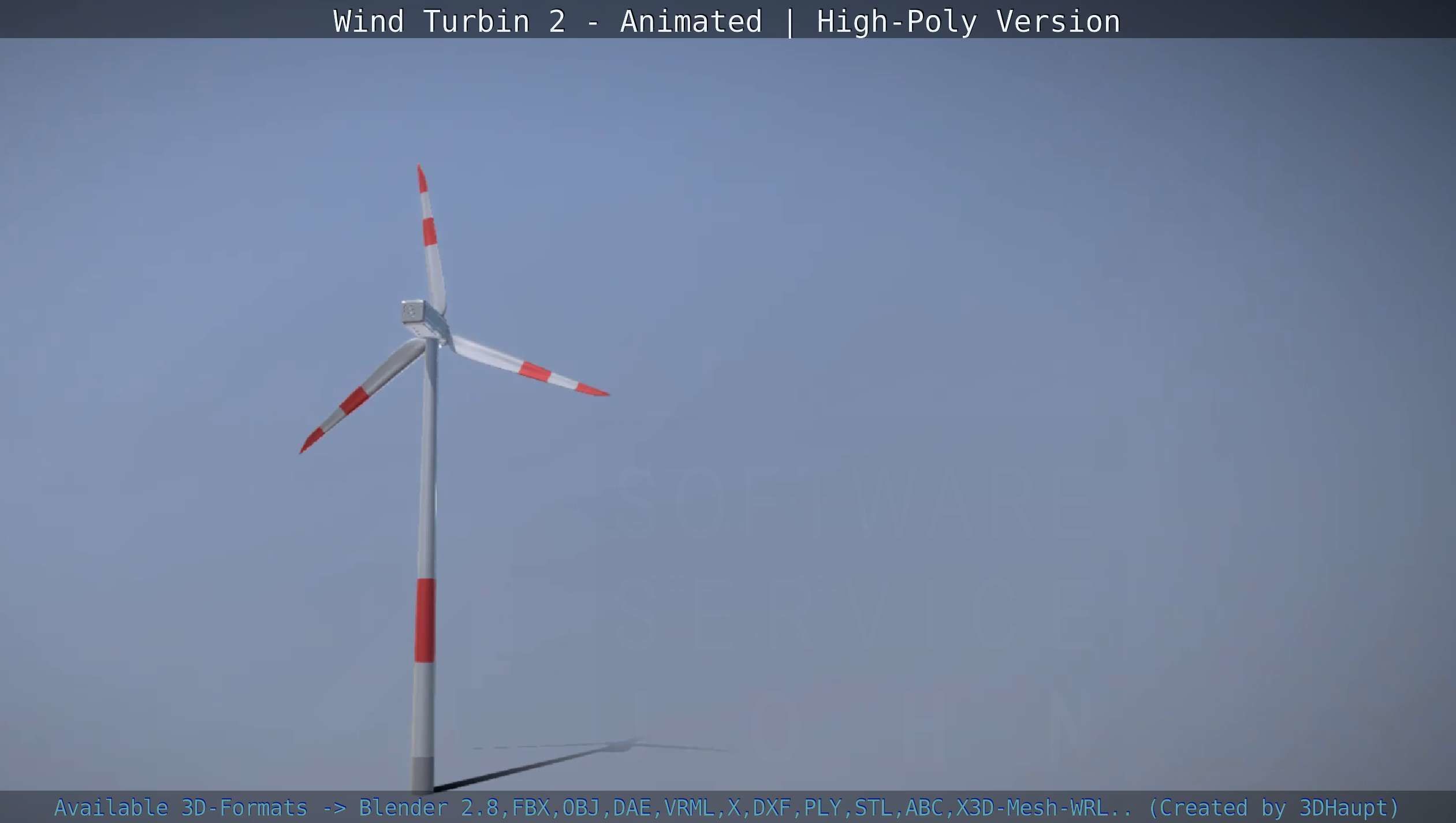Animated Wind Turbin 2 - High-Poly Version 3D model_150