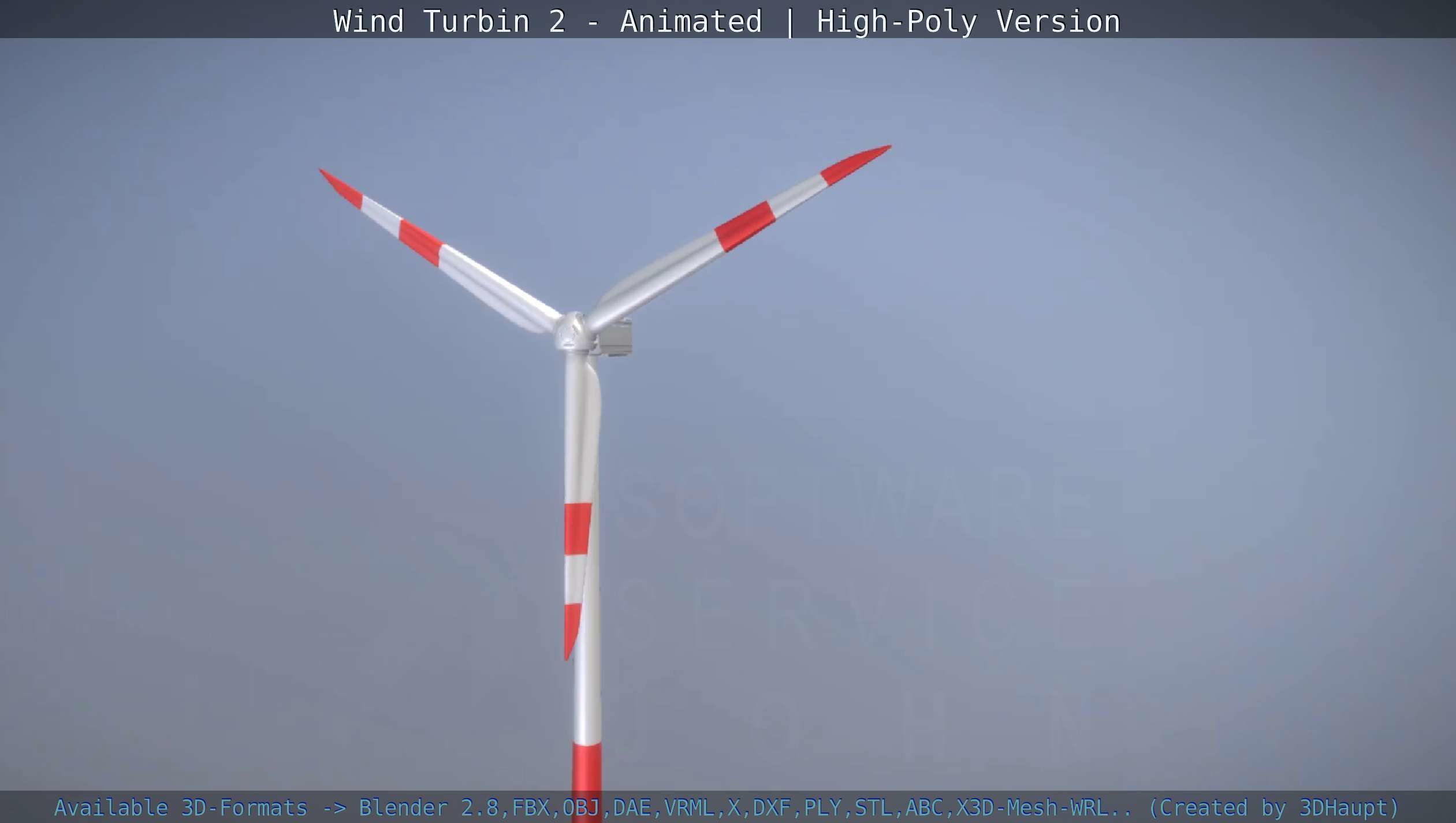 Animated Wind Turbin 2 - High-Poly Version 3D model_3