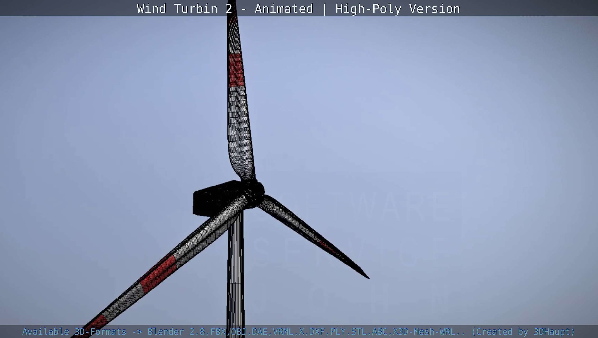 Animated Wind Turbin 2 - High-Poly Version 3D model_119