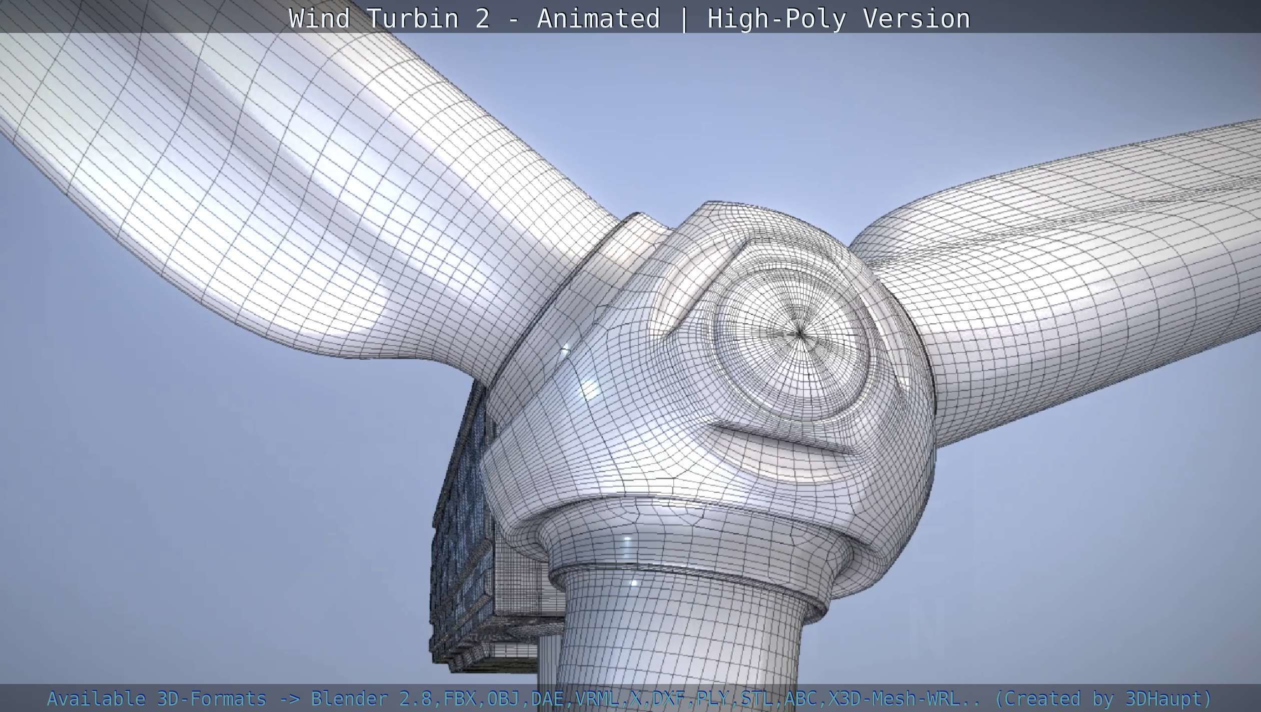 Animated Wind Turbin 2 - High-Poly Version 3D model_96
