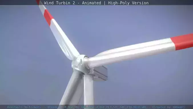 Animated Wind Turbin 2 - High-Poly Version 3D model