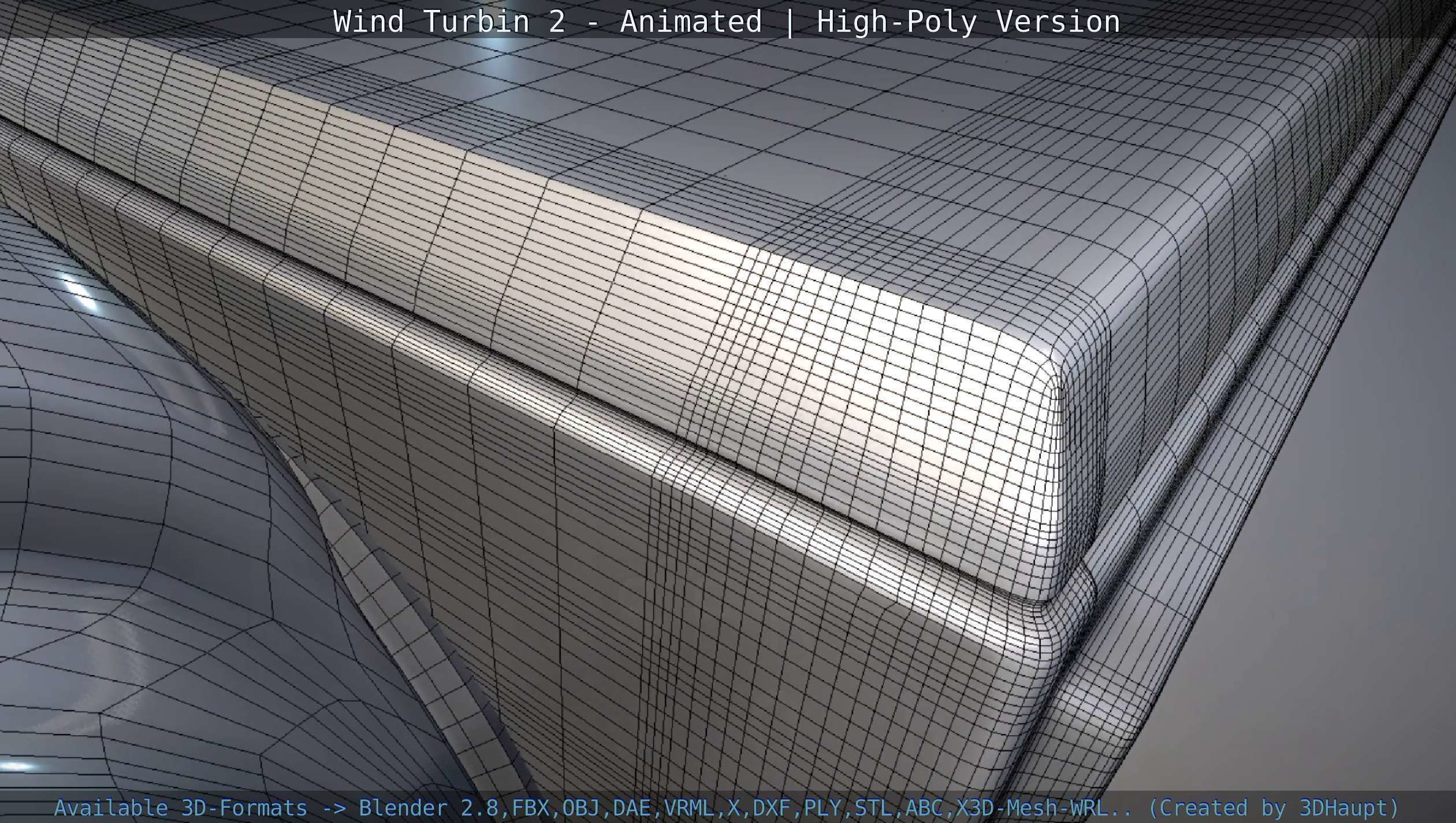 Animated Wind Turbin 2 - High-Poly Version 3D model_7