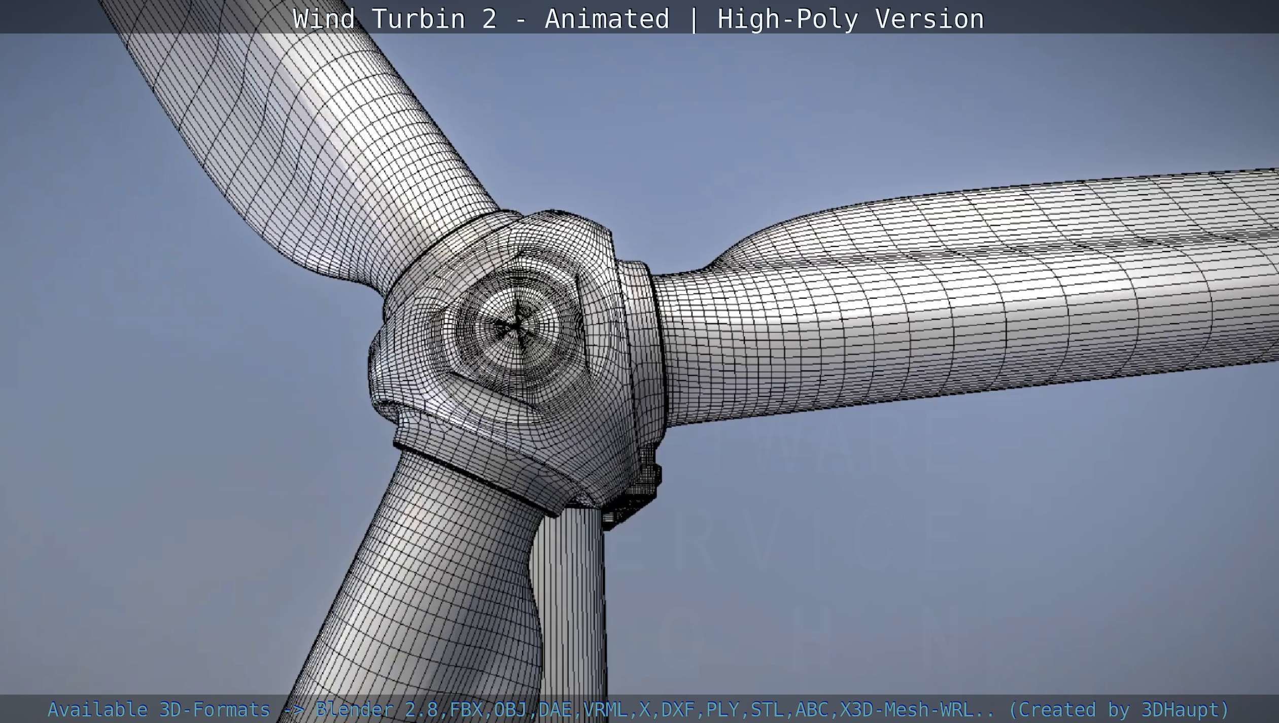 Animated Wind Turbin 2 - High-Poly Version 3D model_102