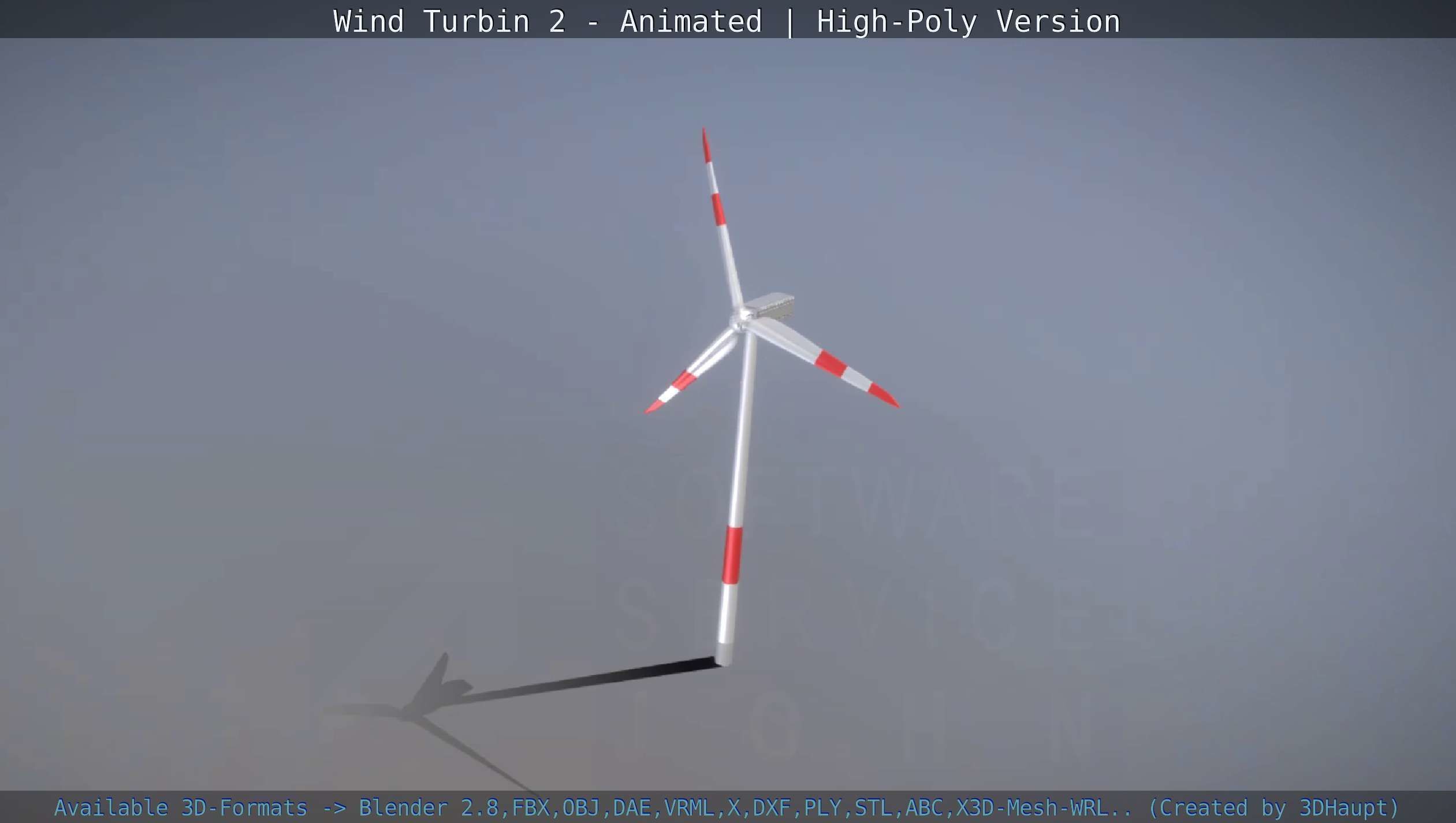Animated Wind Turbin 2 - High-Poly Version 3D model_67