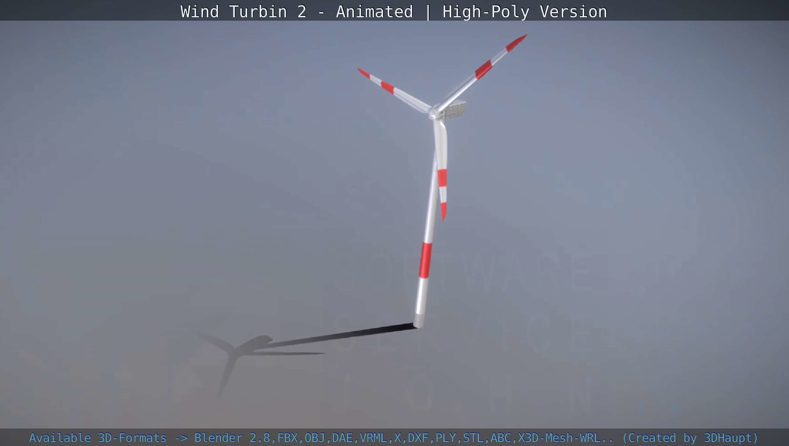 Animated Wind Turbin 2 - High-Poly Version 3D model_64
