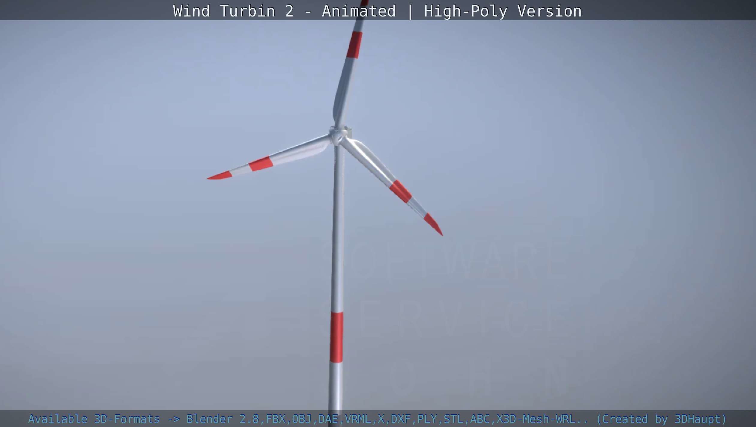 Animated Wind Turbin 2 - High-Poly Version 3D model_143