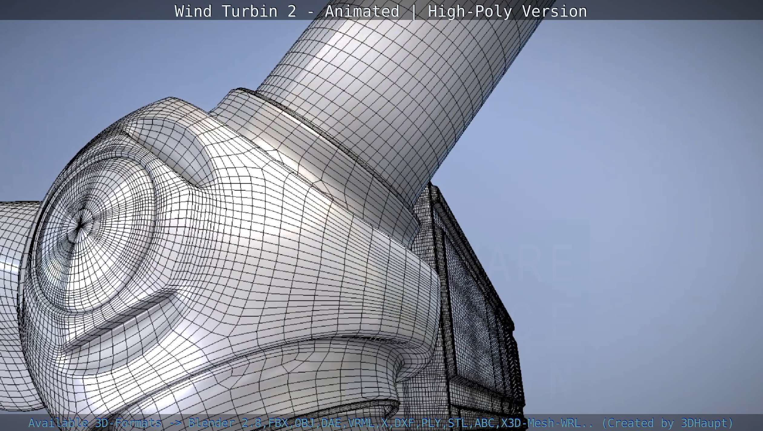 Animated Wind Turbin 2 - High-Poly Version 3D model_98