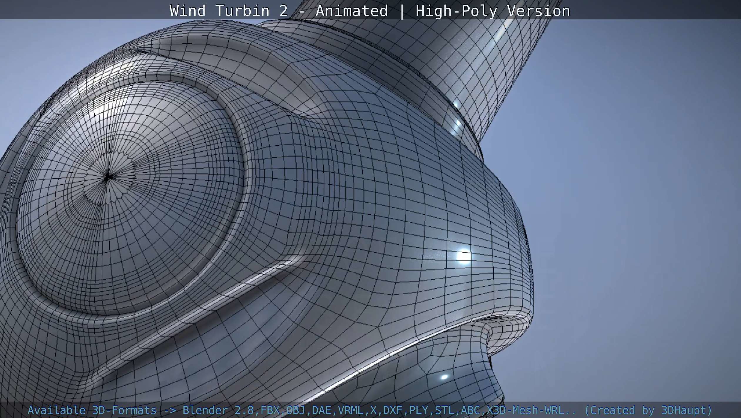 Animated Wind Turbin 2 - High-Poly Version 3D model_99