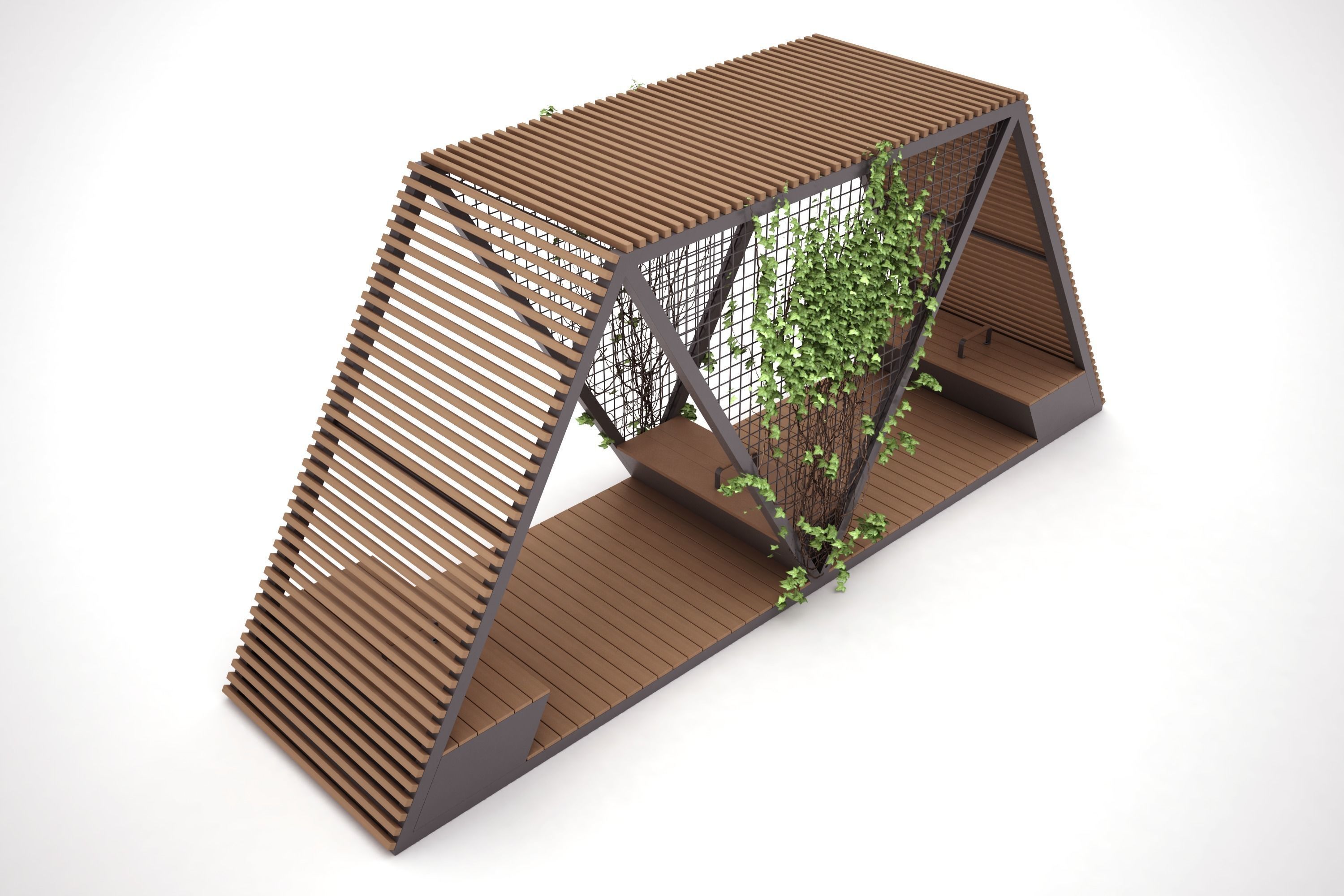 Bench with Shelter SHELTER SERIES - MODEL 20 3D model_2