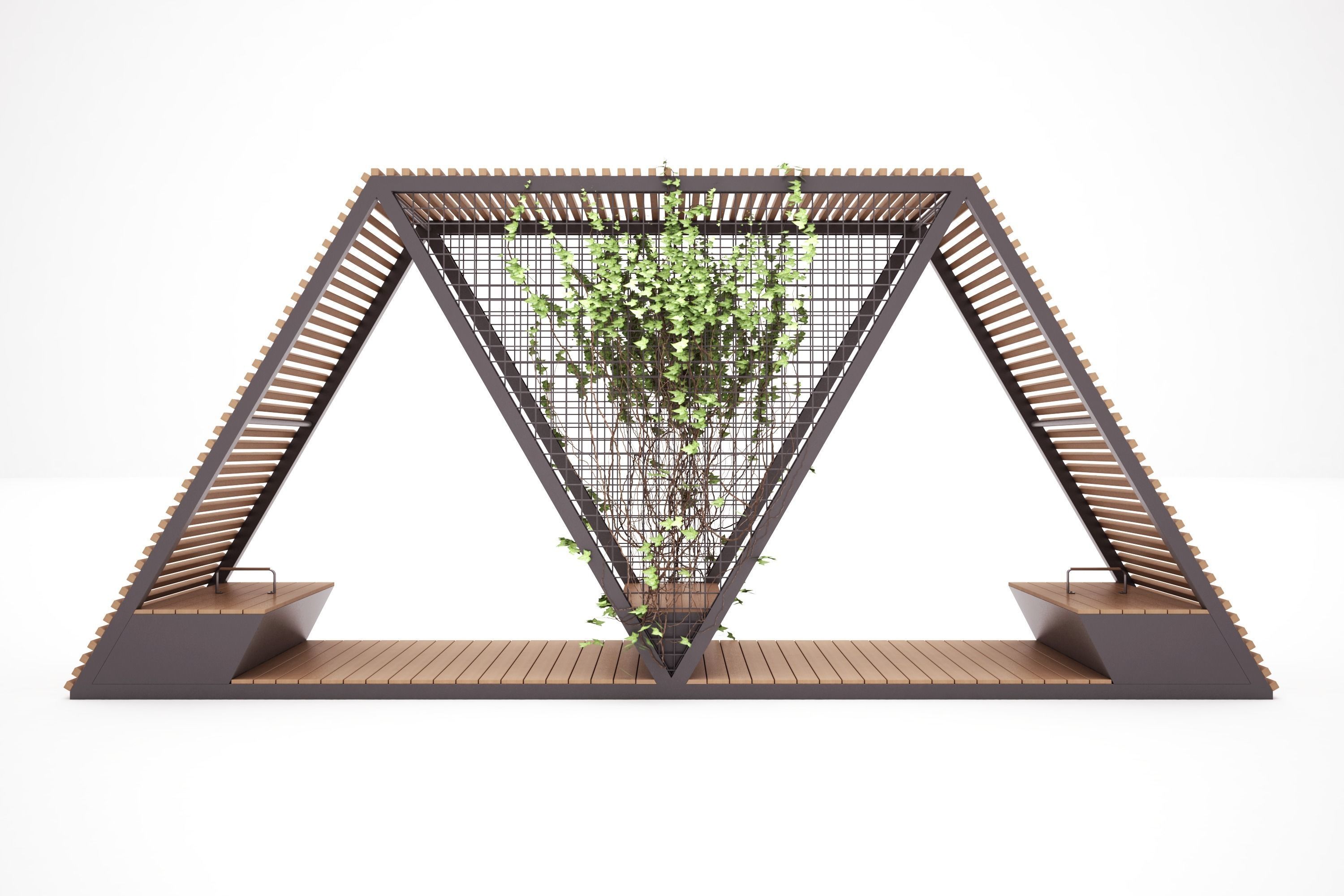 Bench with Shelter SHELTER SERIES - MODEL 20 3D model_1