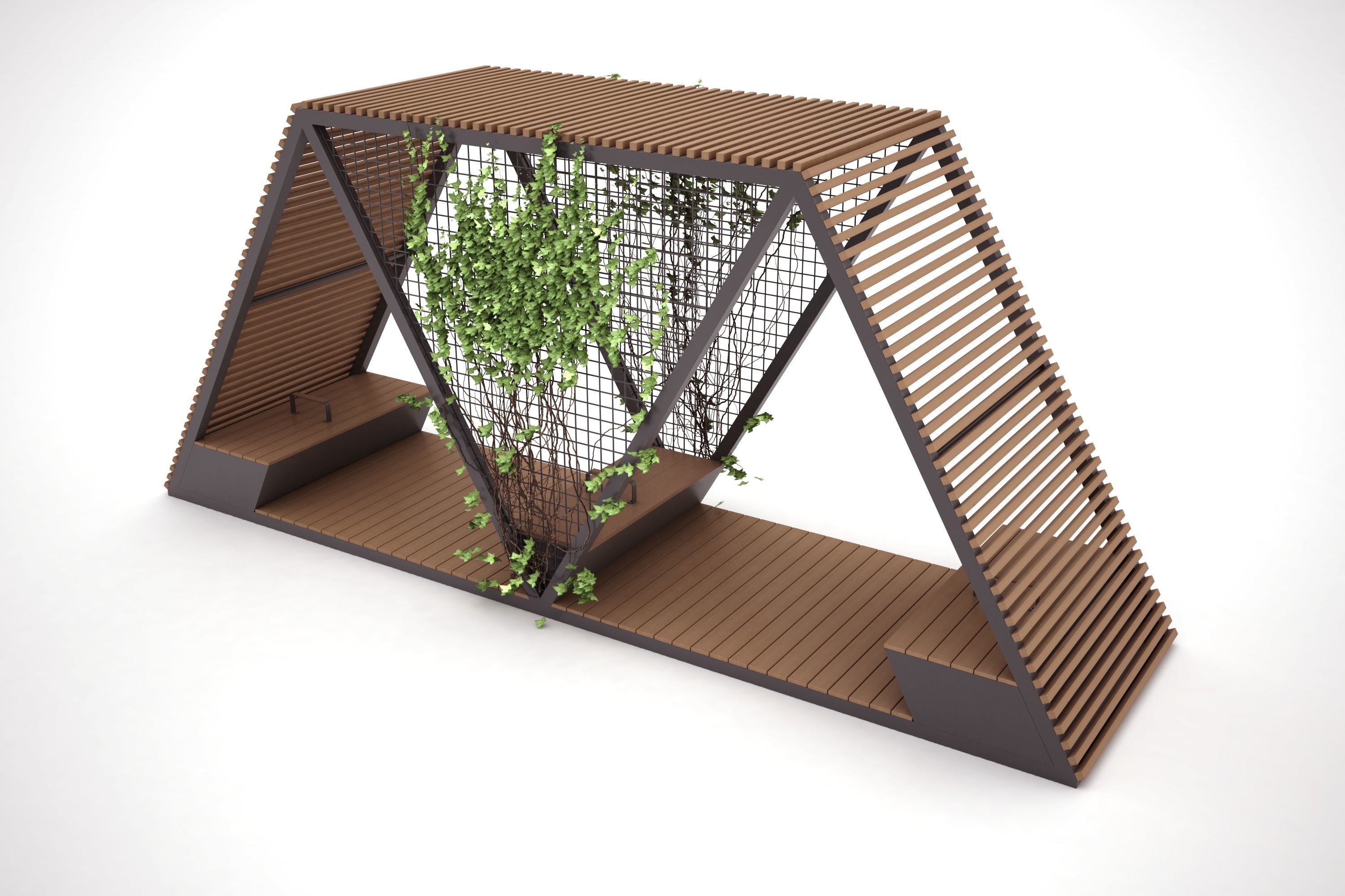 Bench with Shelter SHELTER SERIES - MODEL 20 3D model_3