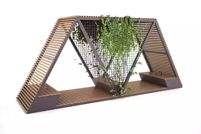 Bench with Shelter SHELTER SERIES - MODEL 20 3D model