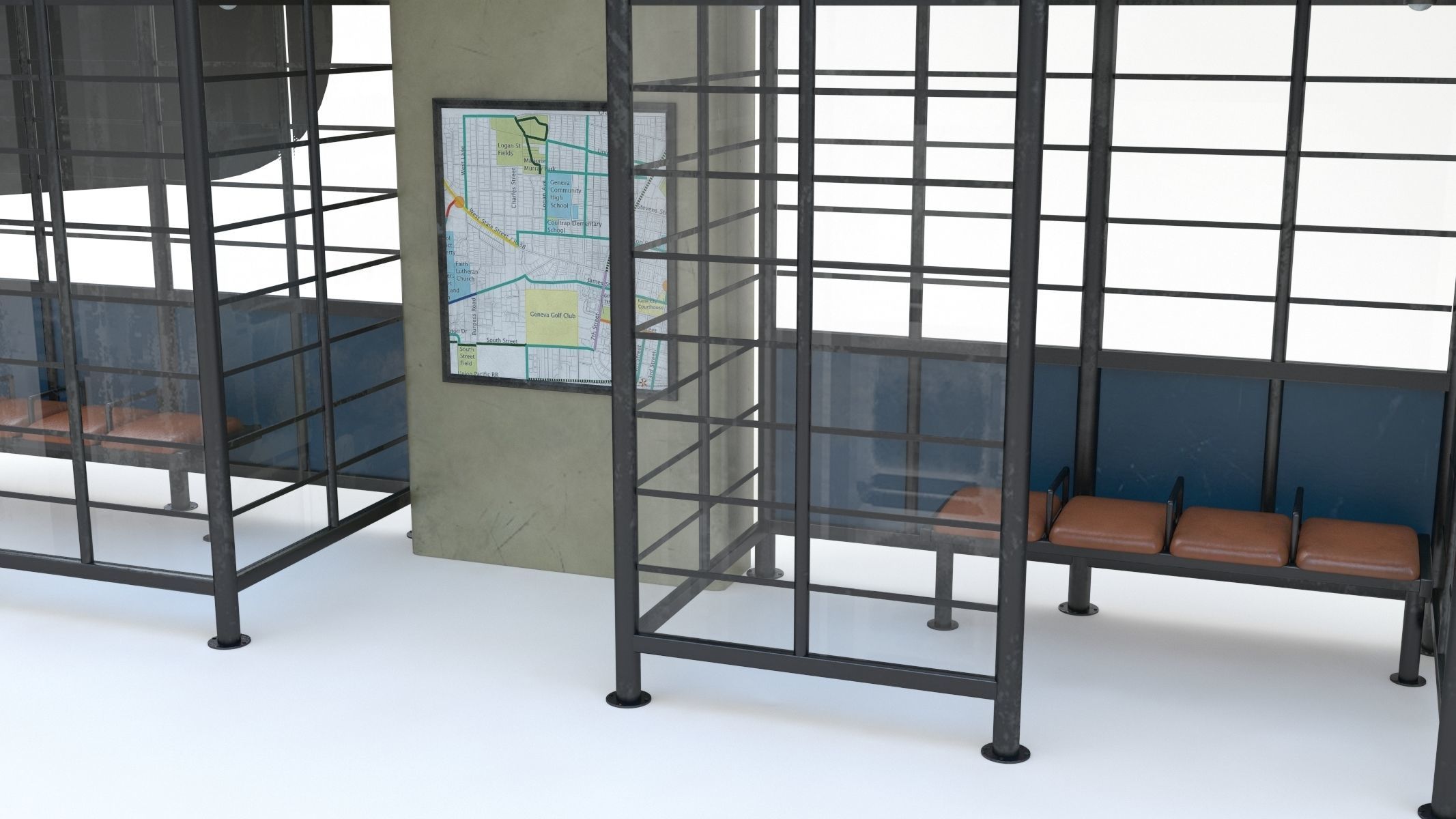 Bus Stop 10 Low-poly 3D model_8