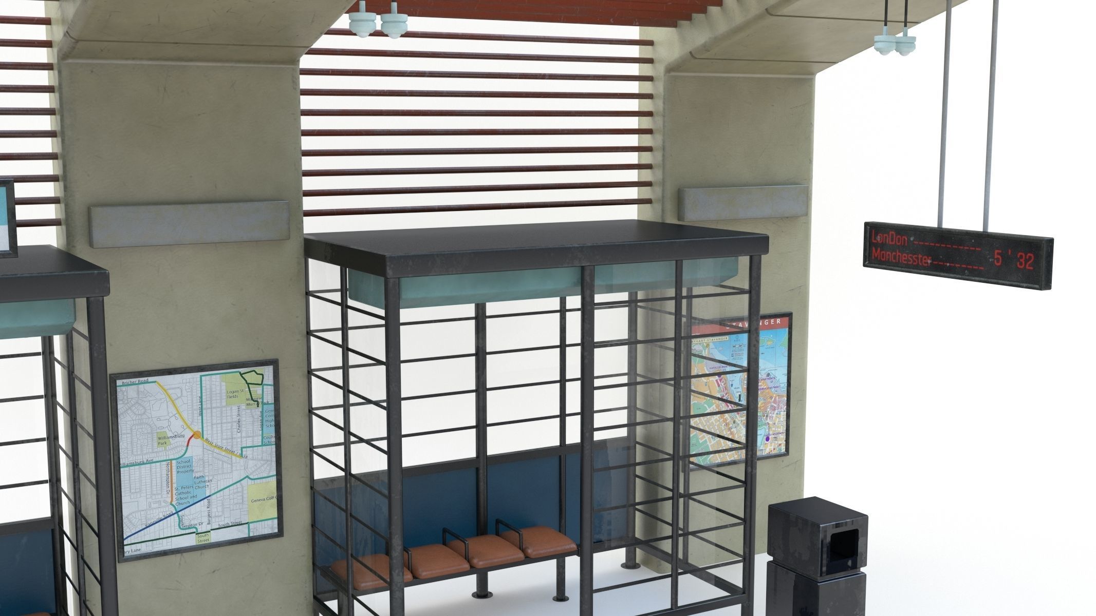 Bus Stop 10 Low-poly 3D model_7