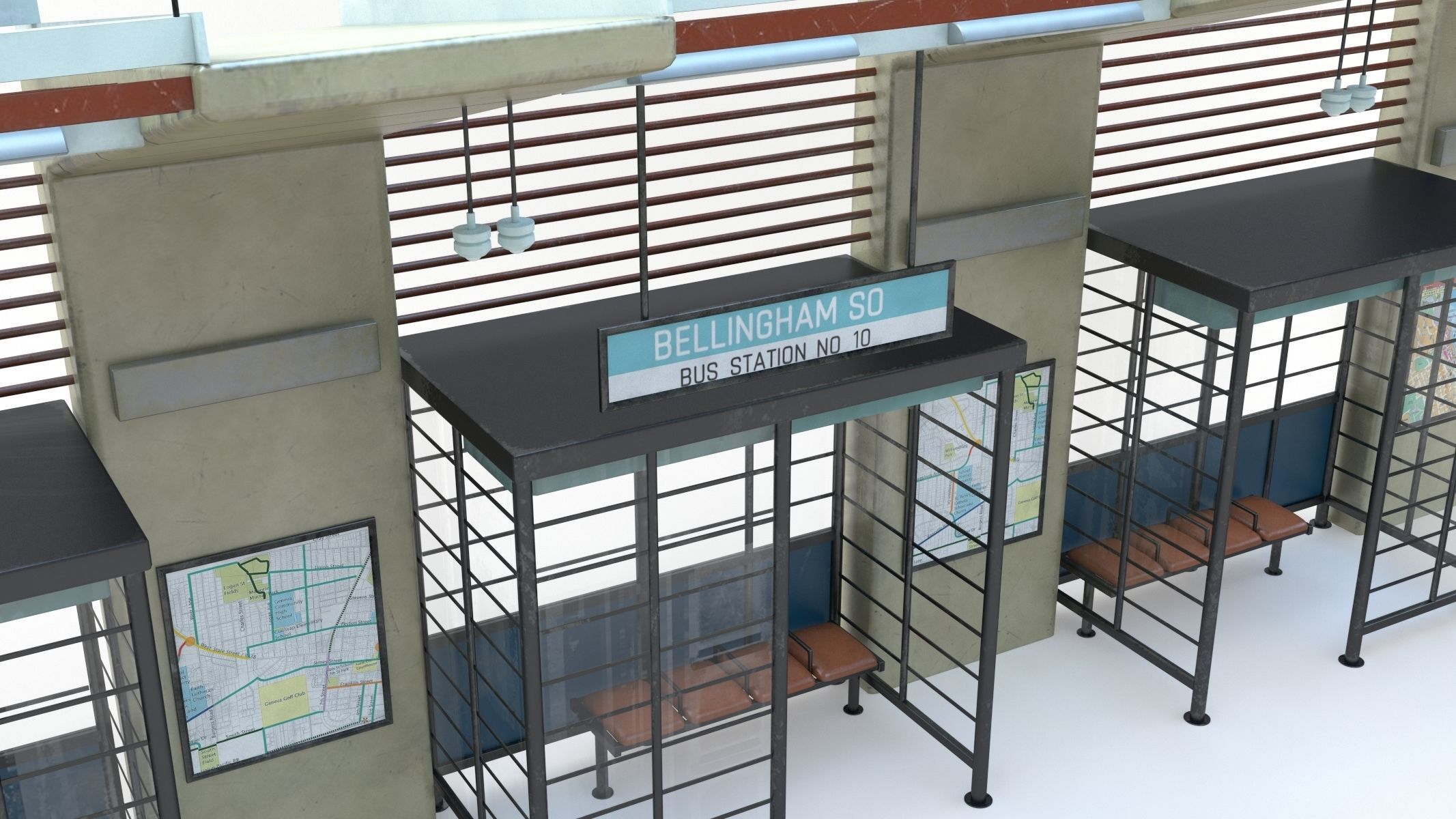 Bus Stop 10 Low-poly 3D model_10