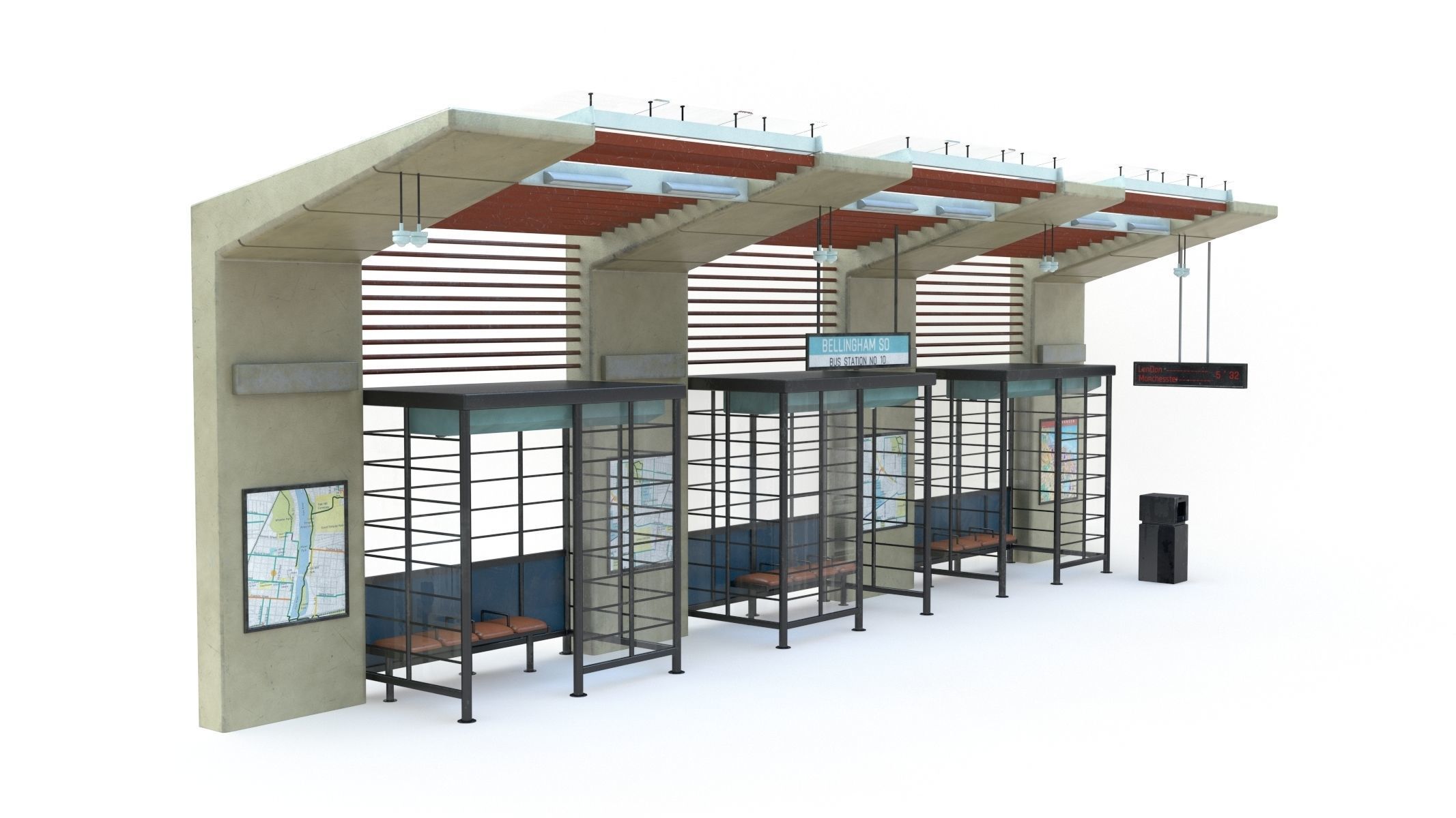 Bus Stop 10 Low-poly 3D model_3