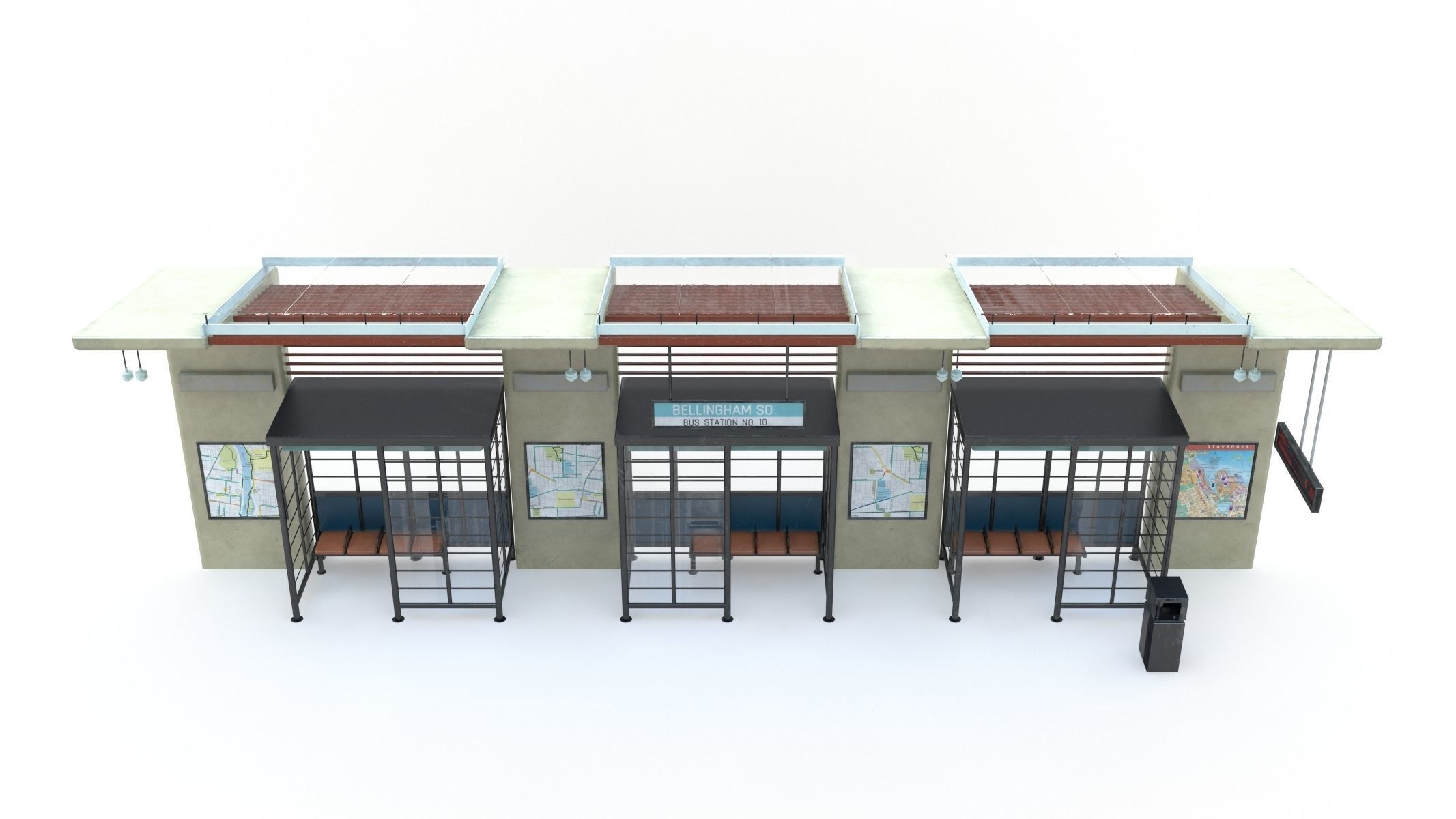 Bus Stop 10 Low-poly 3D model_2