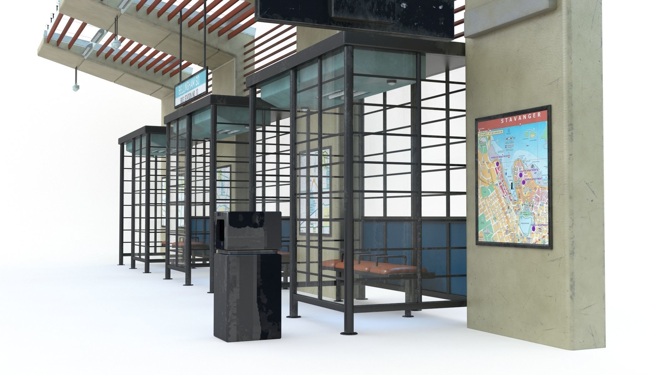 Bus Stop 10 Low-poly 3D model_5