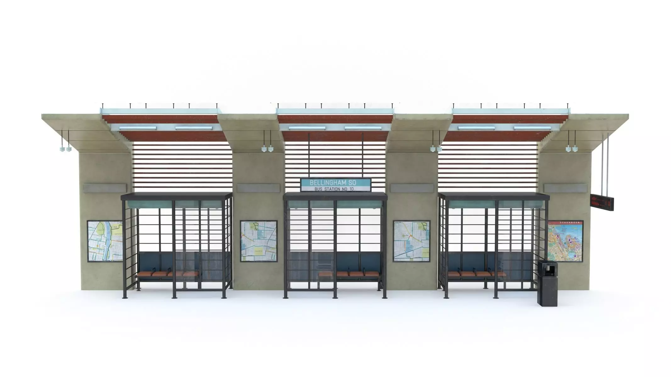 Bus Stop 10 Low-poly 3D model_0