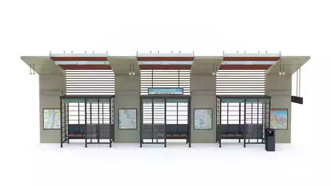 Bus Stop 10 Low-poly 3D model