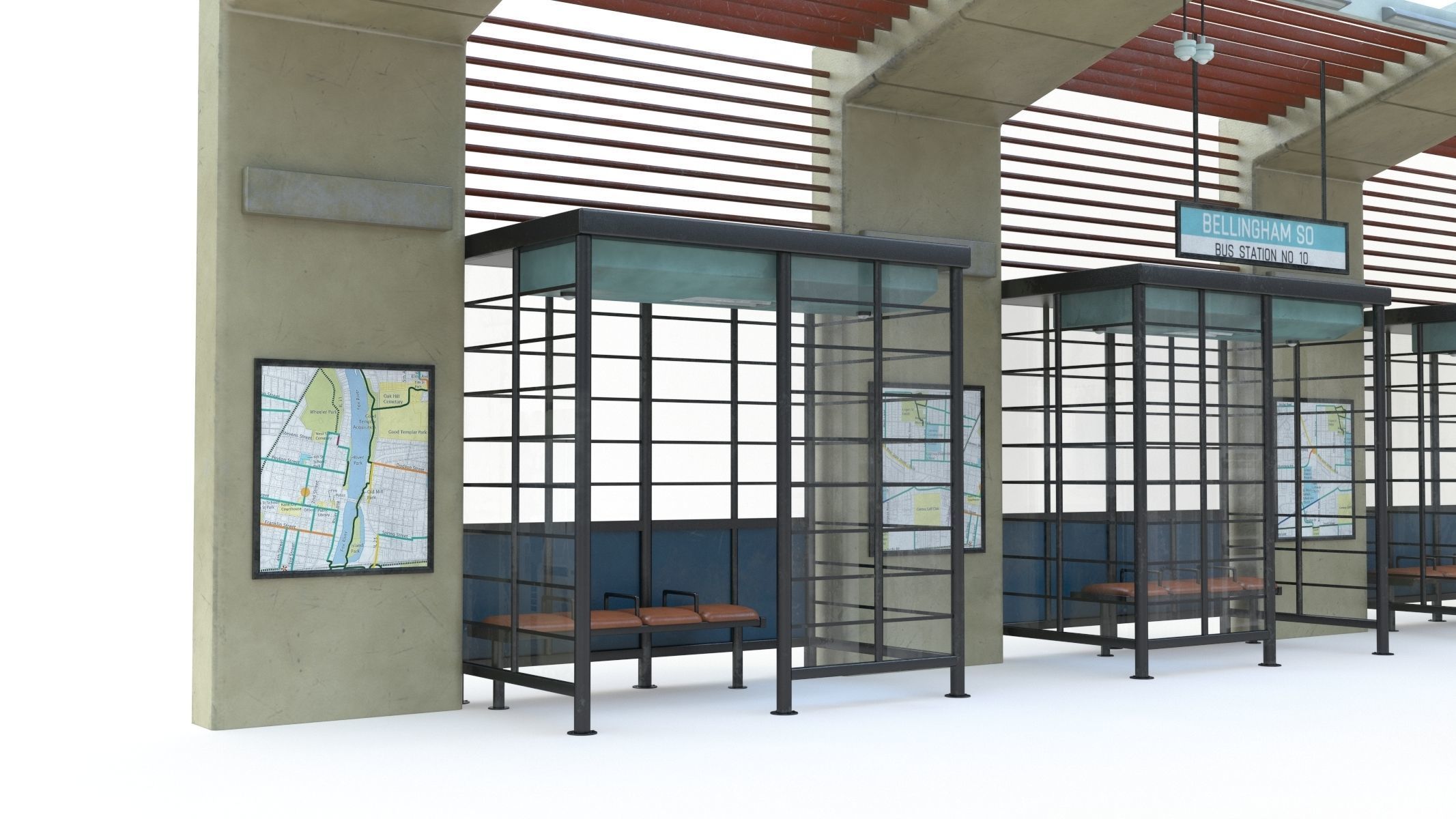 Bus Stop 10 Low-poly 3D model_6