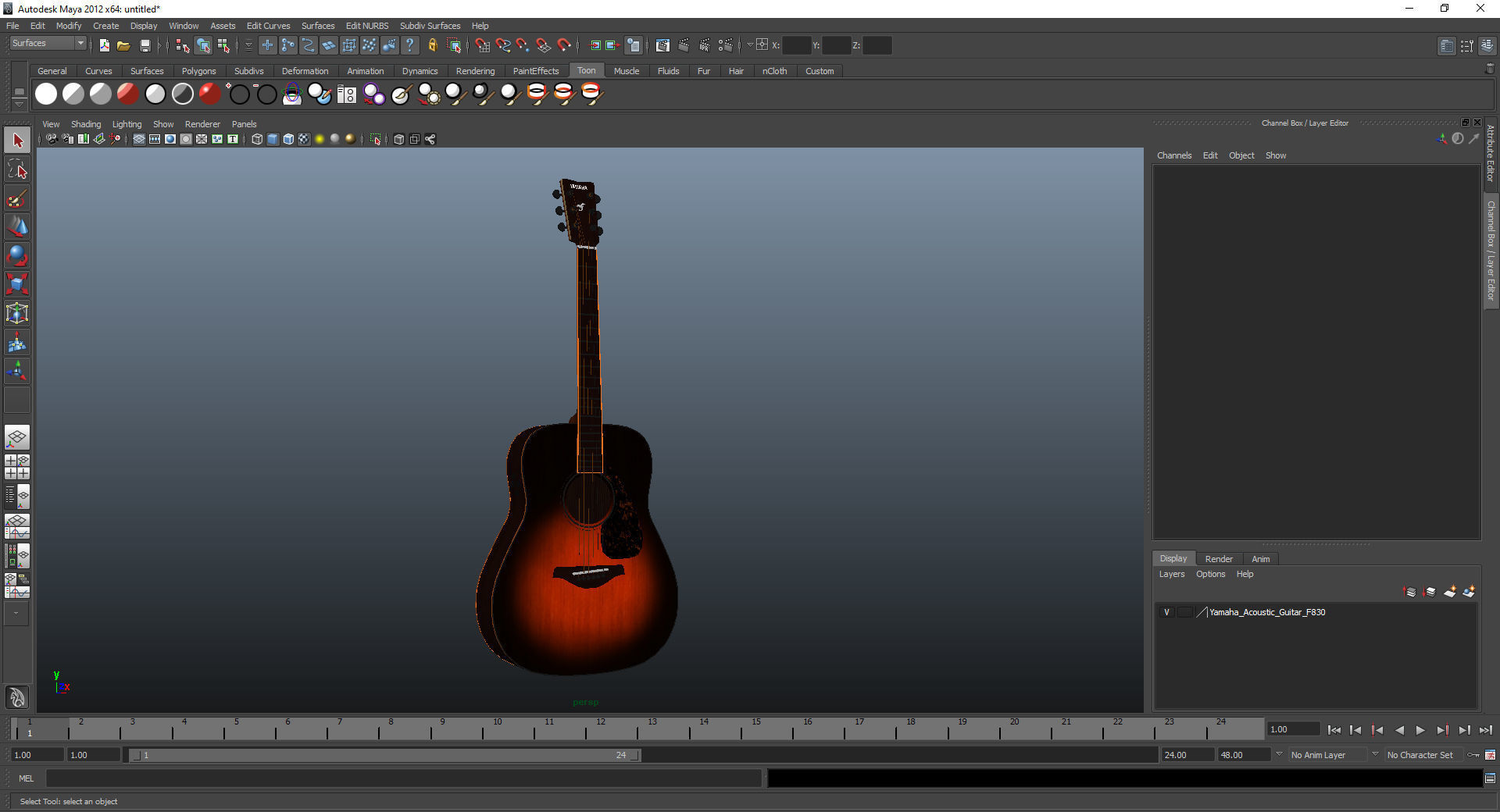 Yamaha Acoustic Guitar F830 3D model_15