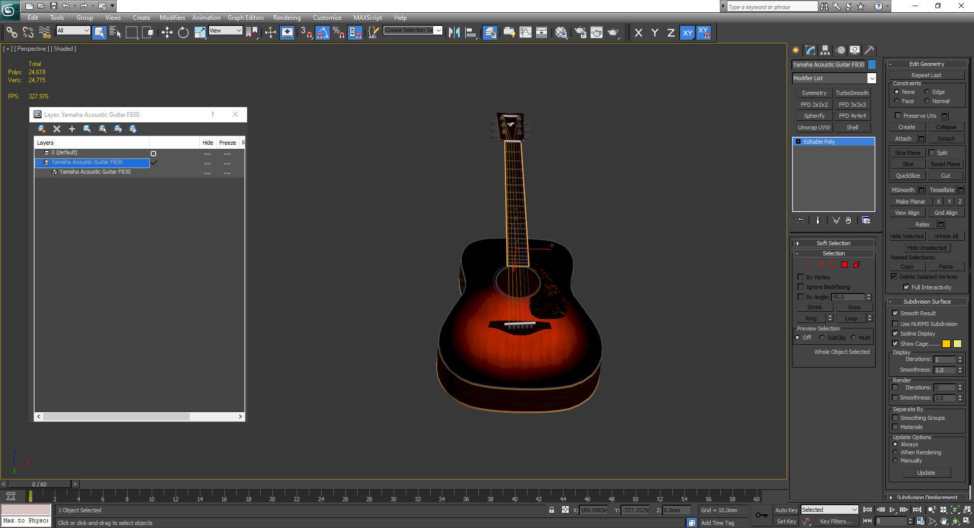 Yamaha Acoustic Guitar F830 3D model_17