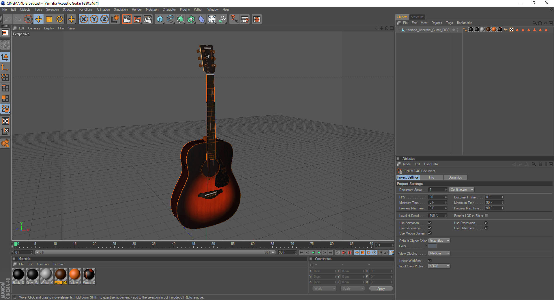 Yamaha Acoustic Guitar F830 3D model_16
