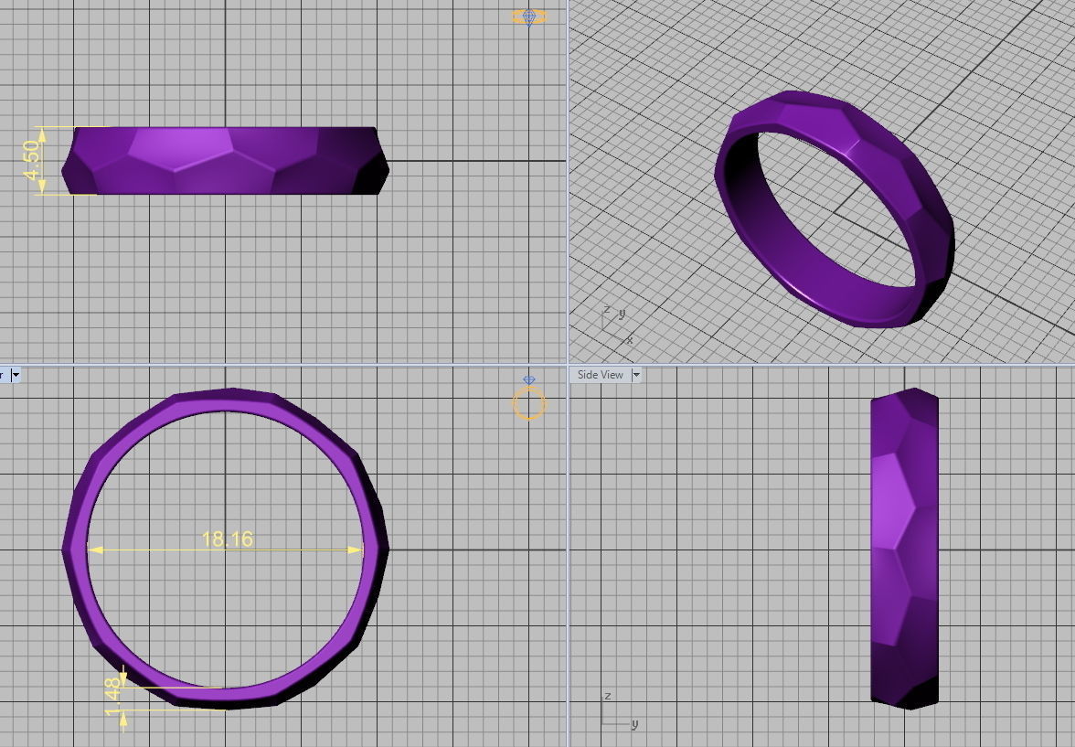 Hammered Wedding band ring 3d model  3D print model_6