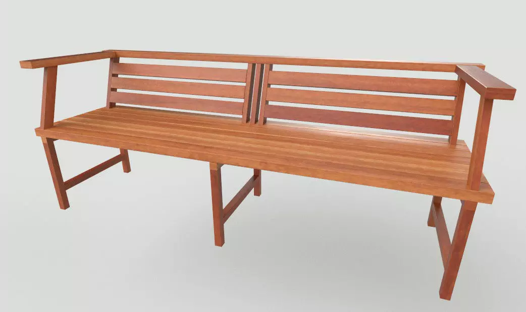 Wooden Bench Free low-poly 3D model
