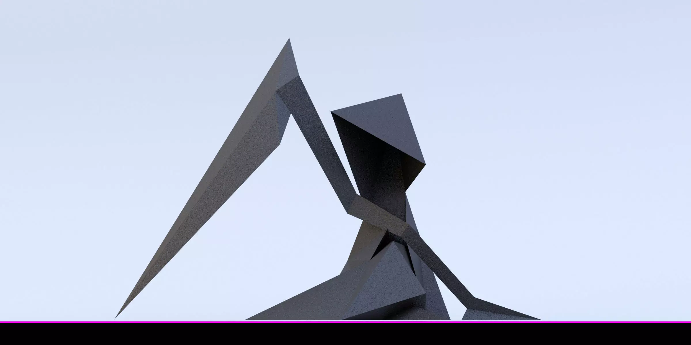 Death low poly geometric sculpture 3D model_0