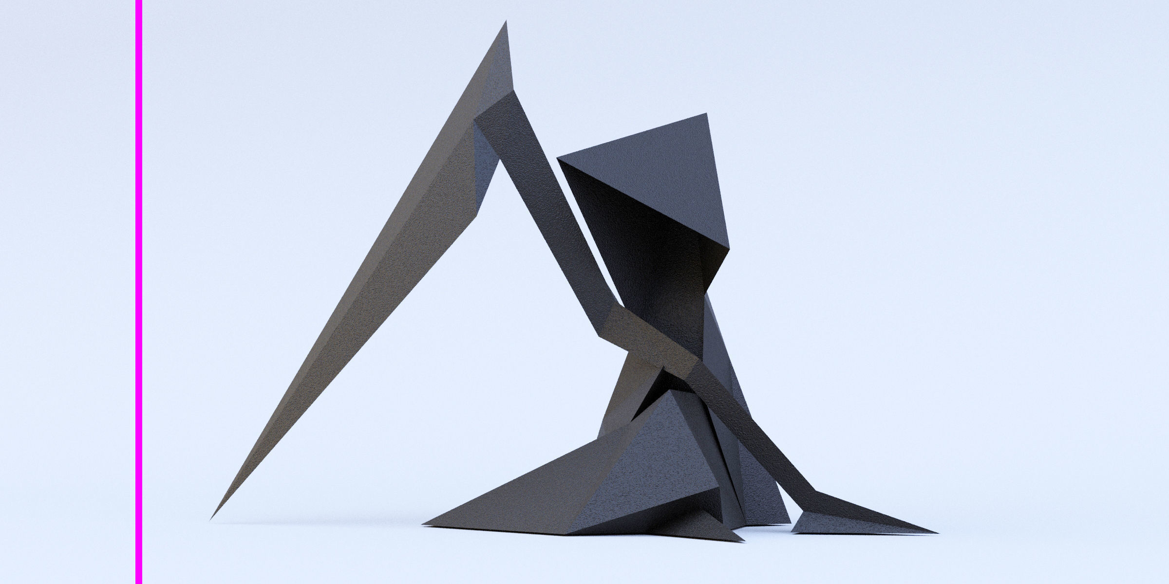 Death low poly geometric sculpture 3D model_2