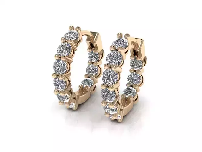 Earrings 7 two diamond hoop in rose gold