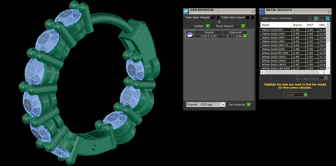 Earrings 7 two diamond hoop in rose gold 3D print model_5